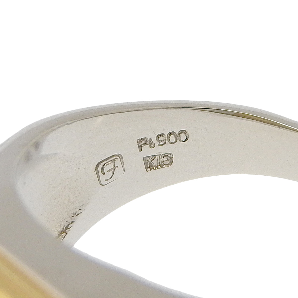 Signet Diamond Ring D0.25 Platinum Pt900 Yellow Gold K18YG