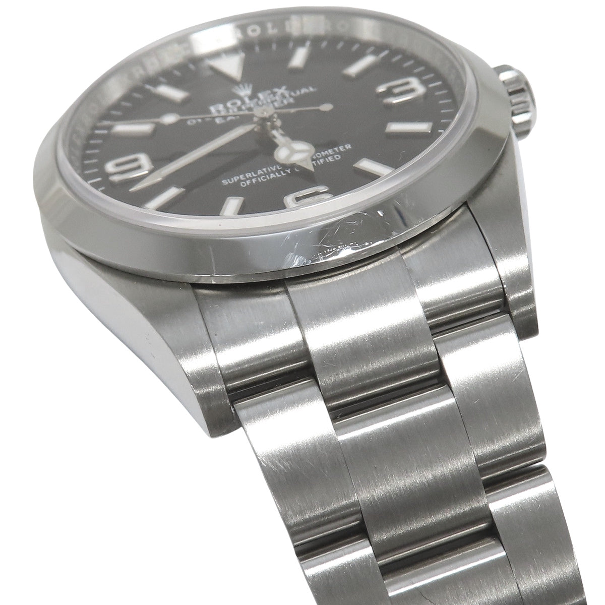 124270 Explorer 1 SS, random serial number, automatic winding, black dial.