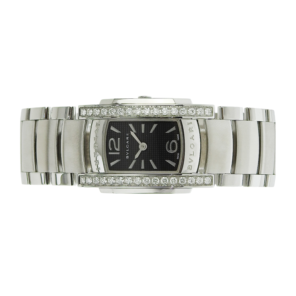 Ashoma AA35S SS Black Side Bezel Diamond Quartz Women's