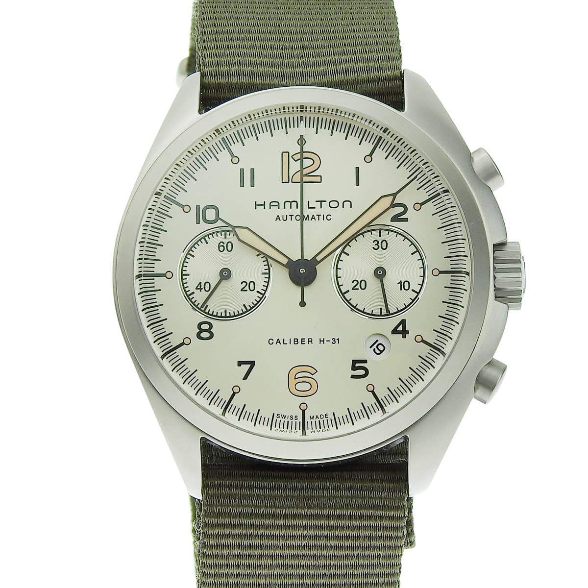 Khaki Pilot Pioneer Chronograph H764560 Stainless Steel/Nylon Silver Automatic