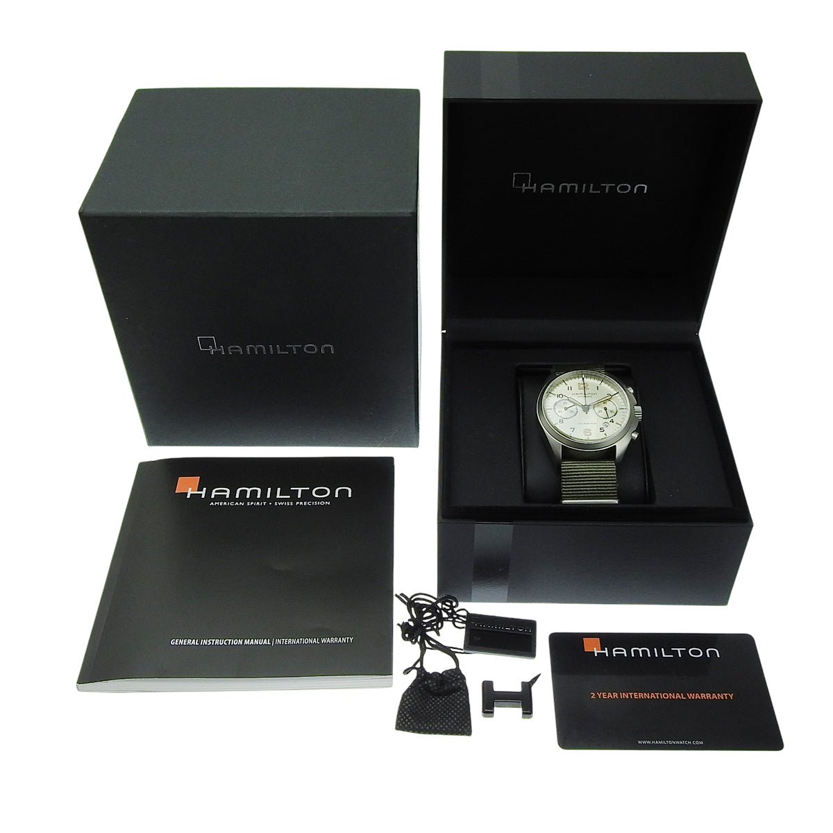 カーキ パイロット パイオニア クロノグラフ H764560 SS/ナイロン シルバー 自動巻き