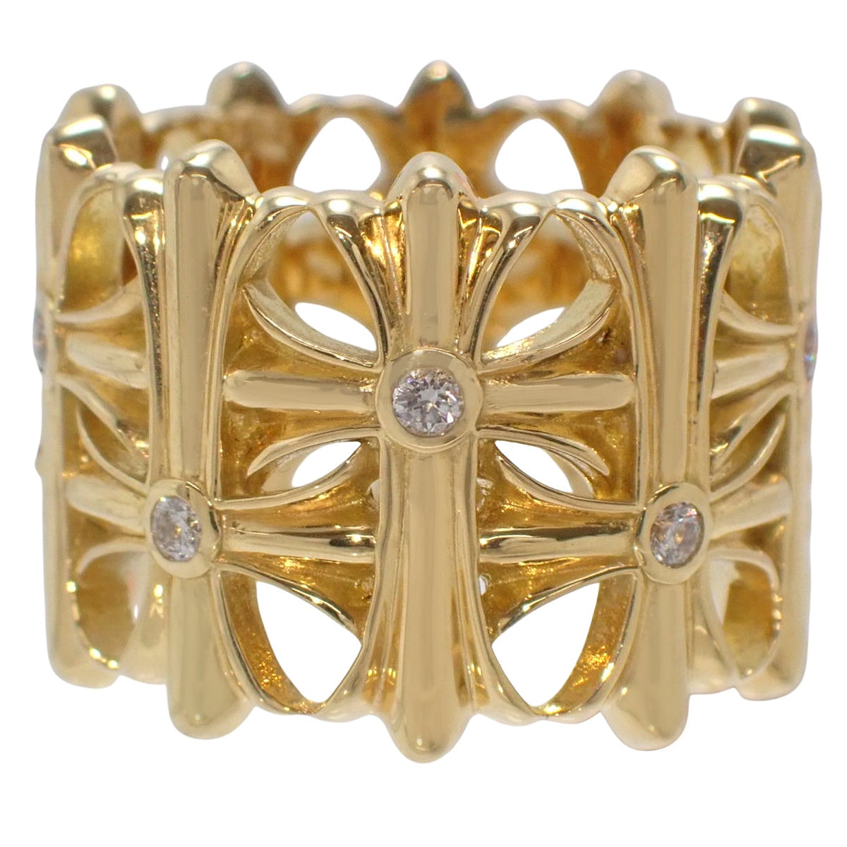 Cross Diamond Ring D0.45 Yellow Gold K18YG 19.3g