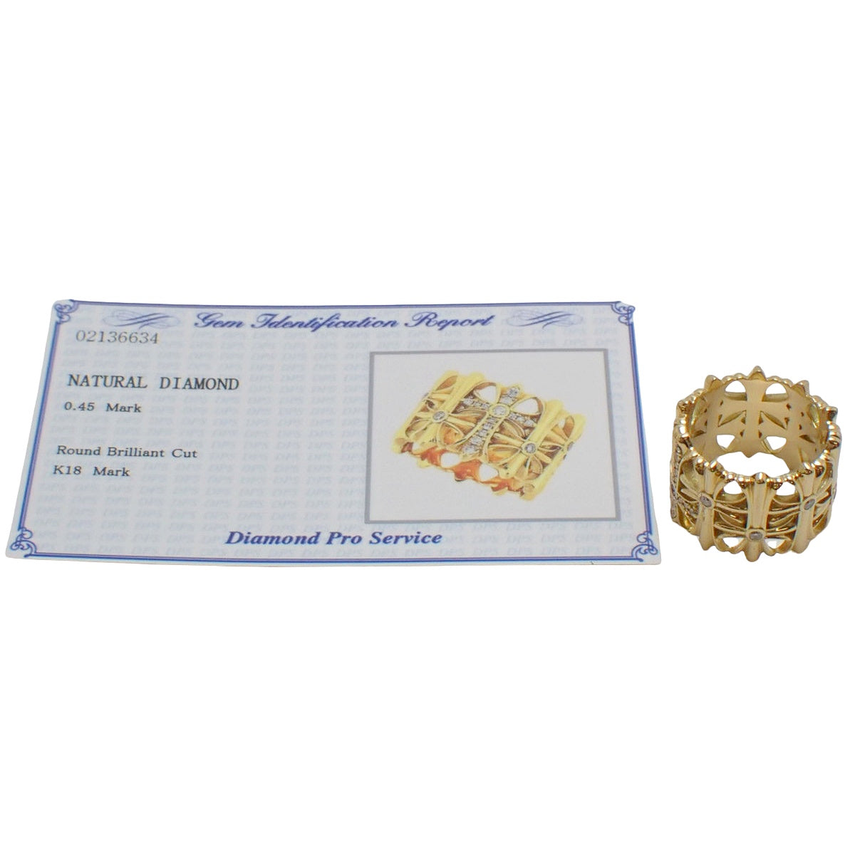 Cross Diamond Ring D0.45 Yellow Gold K18YG 19.3g