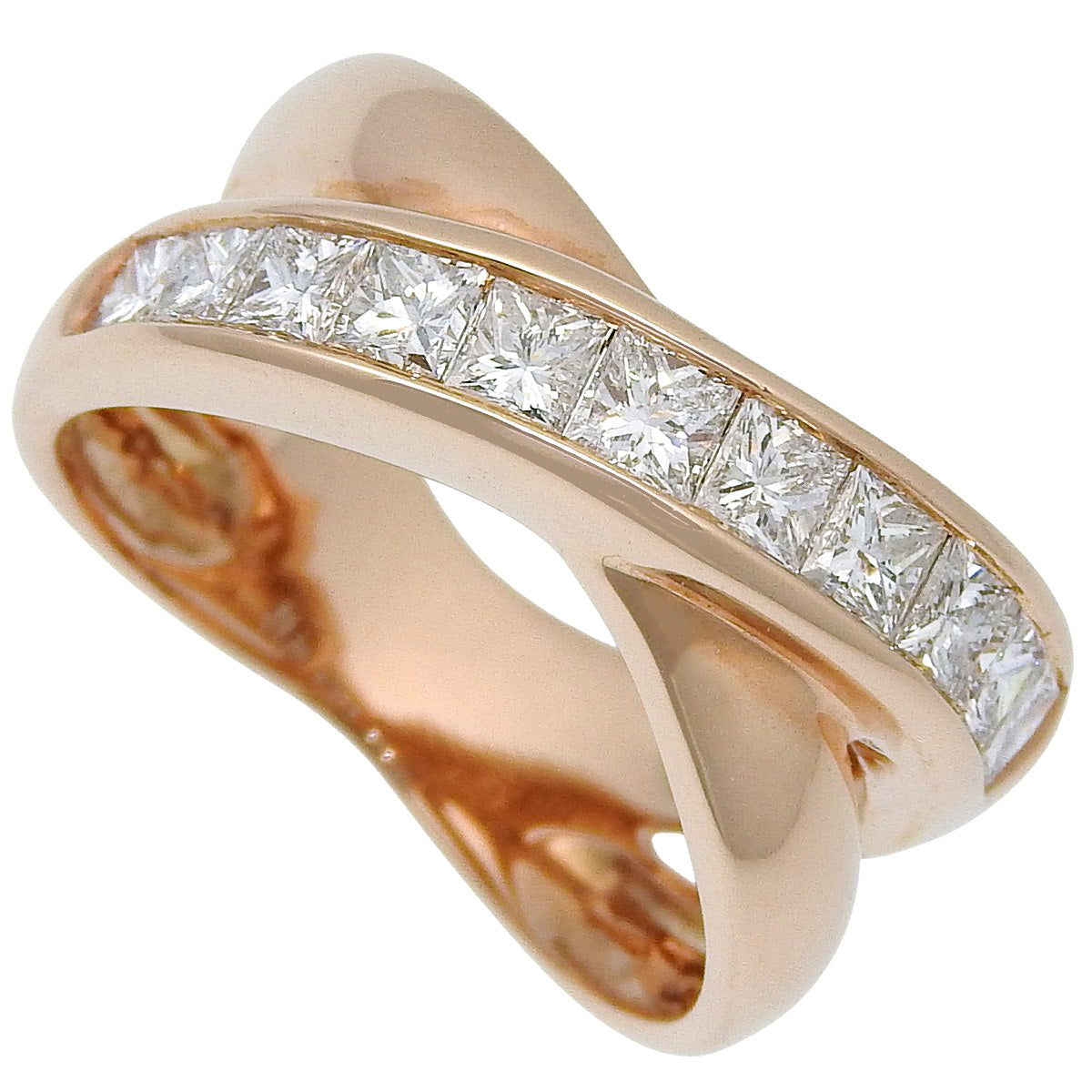 Cross Half Diamond Ring D1.00 Pink Gold K18PG 6.3g