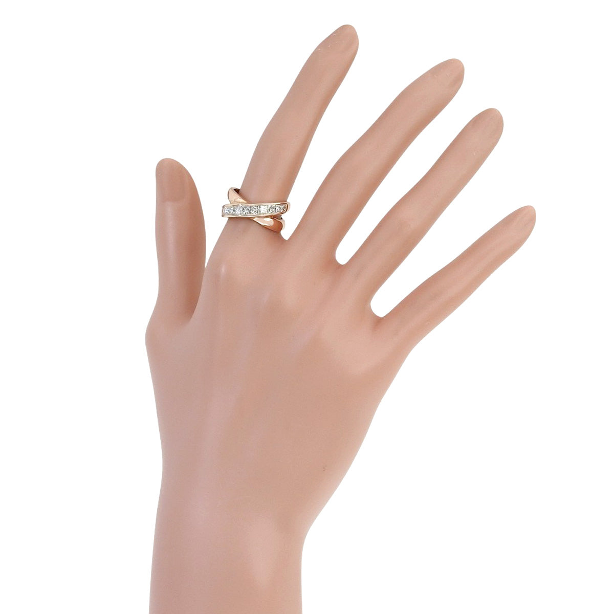 Cross Half Diamond Ring D1.00 Pink Gold K18PG 6.3g