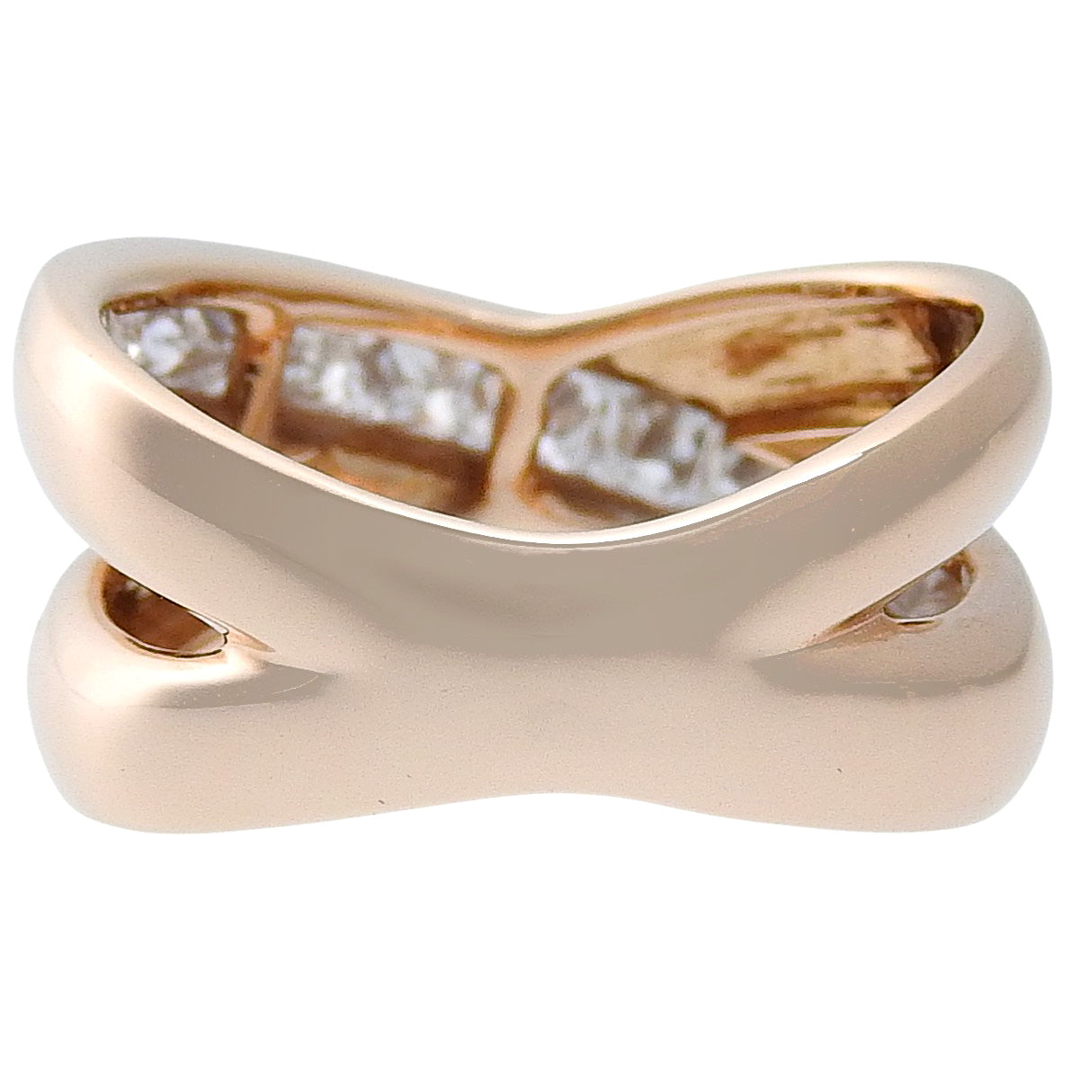 Cross Half Diamond Ring D1.00 Pink Gold K18PG 6.3g