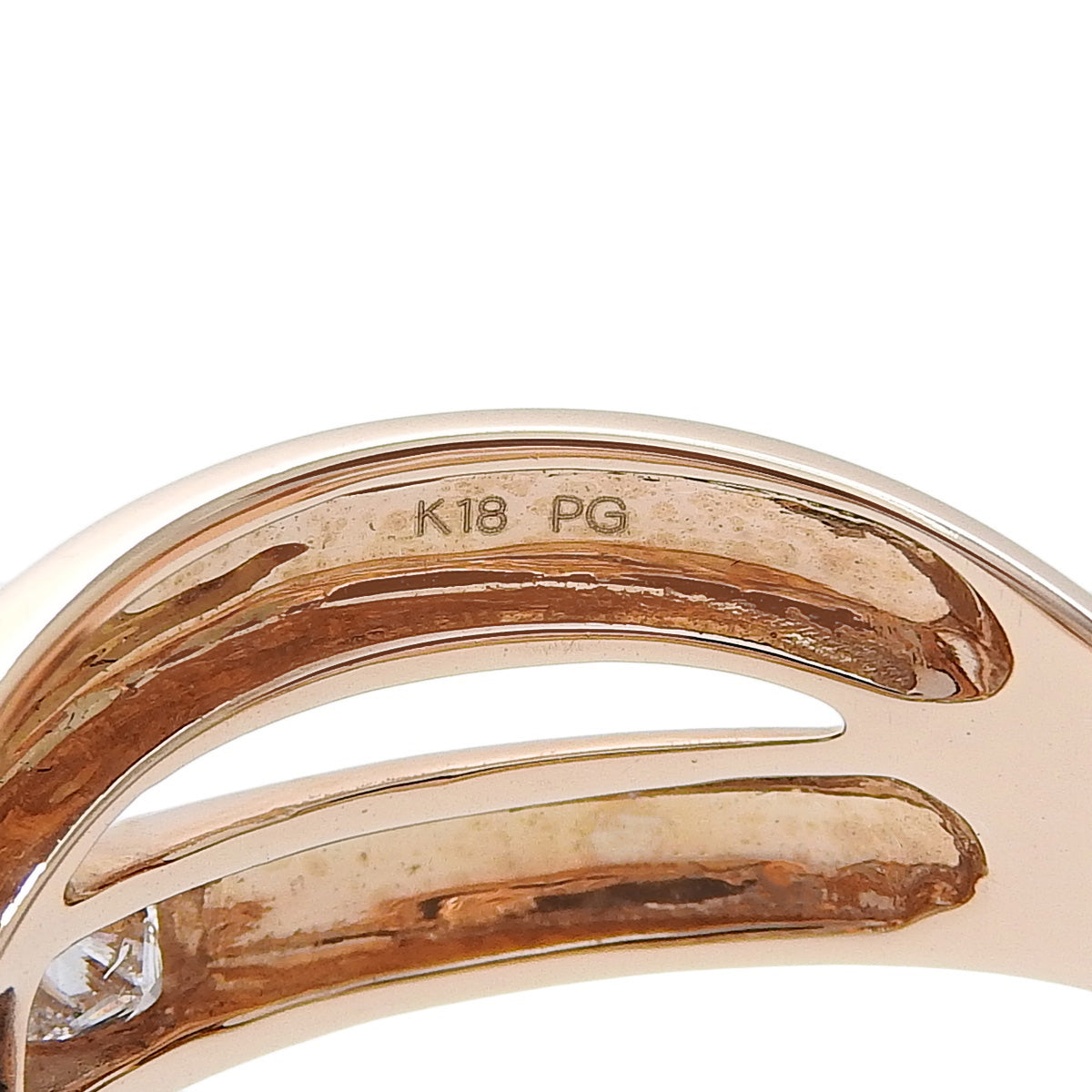 Cross Half Diamond Ring D1.00 Pink Gold K18PG 6.3g