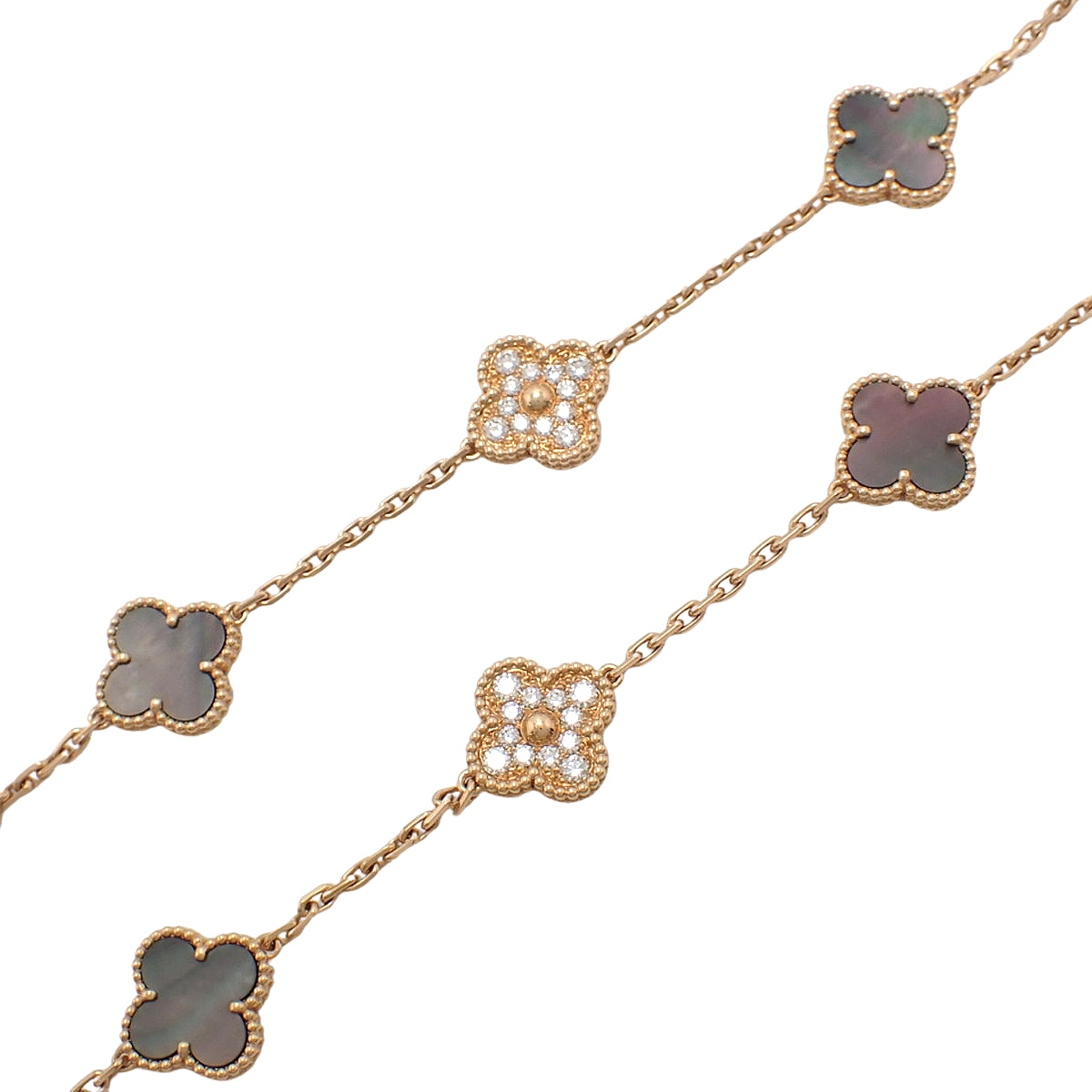 ヴィンテージアルハンブラ ロングネックレス 20モチーフ K18PG 53.2g