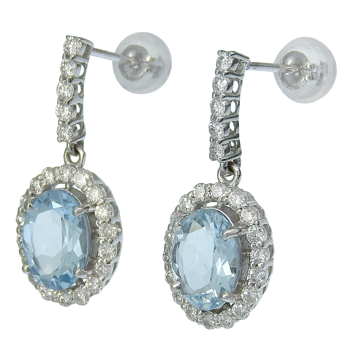 アクアマリン ダイヤピアス AQ0.885/1.013/D0.33/0.33 ホワイトゴールド K18WG 3g