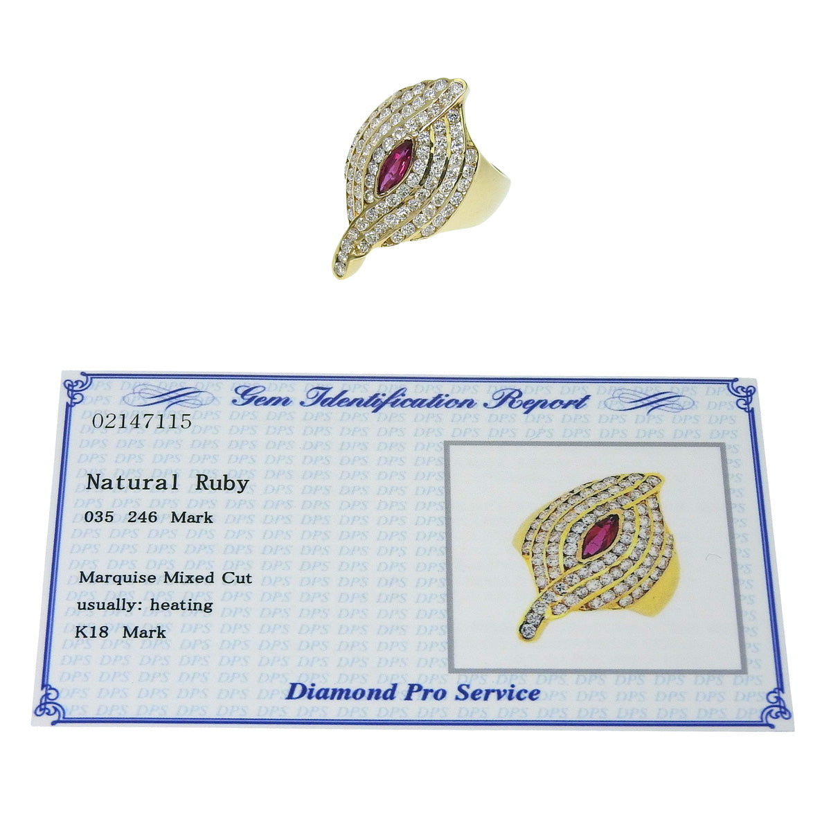 Ruby and Diamond Ring R0.35/D2.46 Yellow Gold K18YG