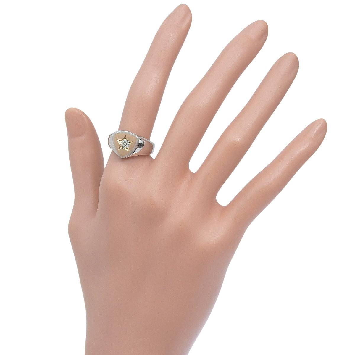 Signet Diamond Ring D0.223 Platinum Pt950 Pink Gold K18PG