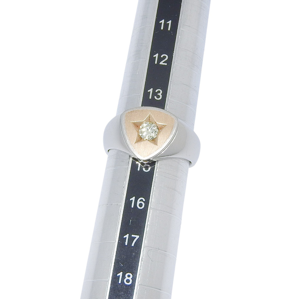 Signet Diamond Ring D0.223 Platinum Pt950 Pink Gold K18PG