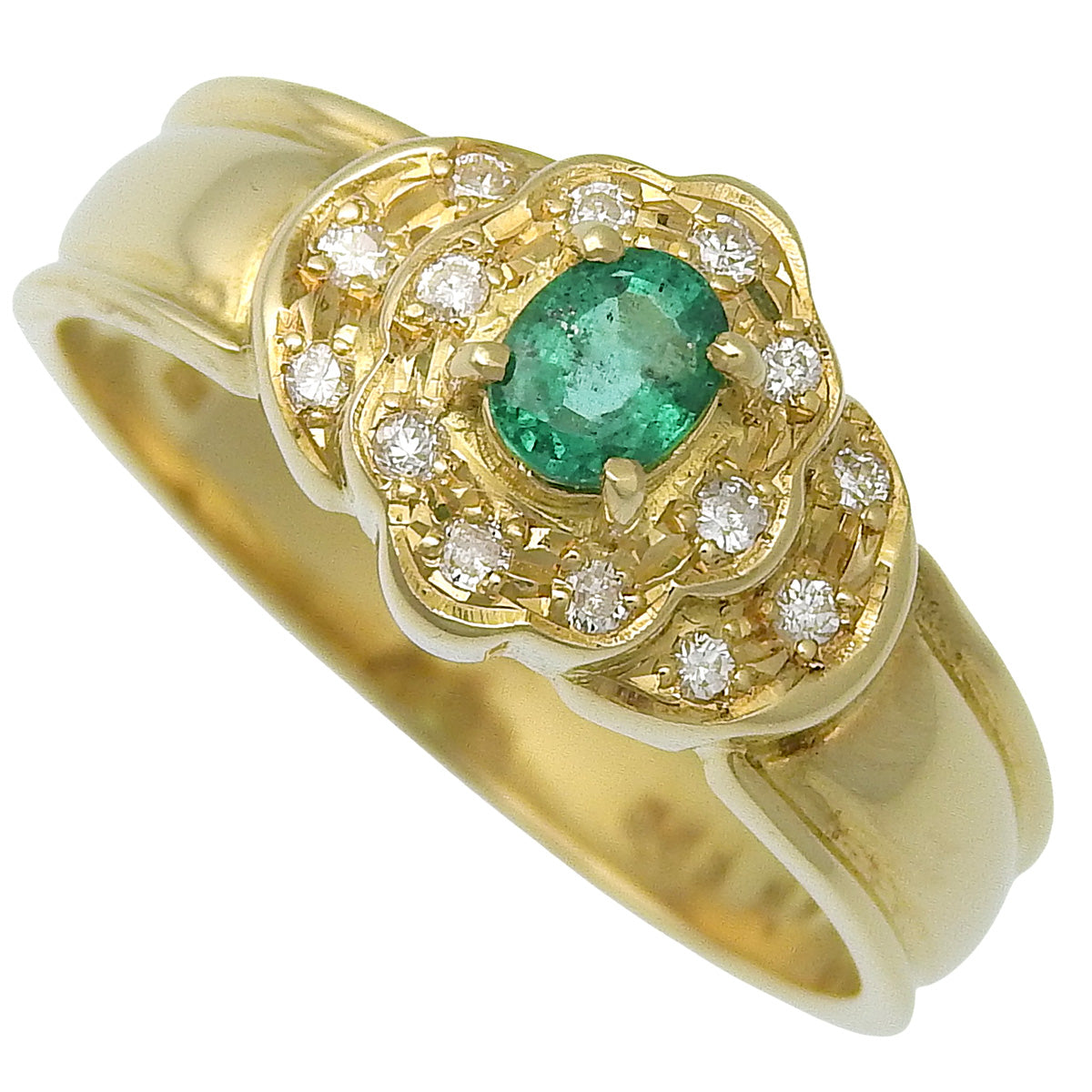 エメラルドリング E0.23/D0.03 イエローゴールド K18YG