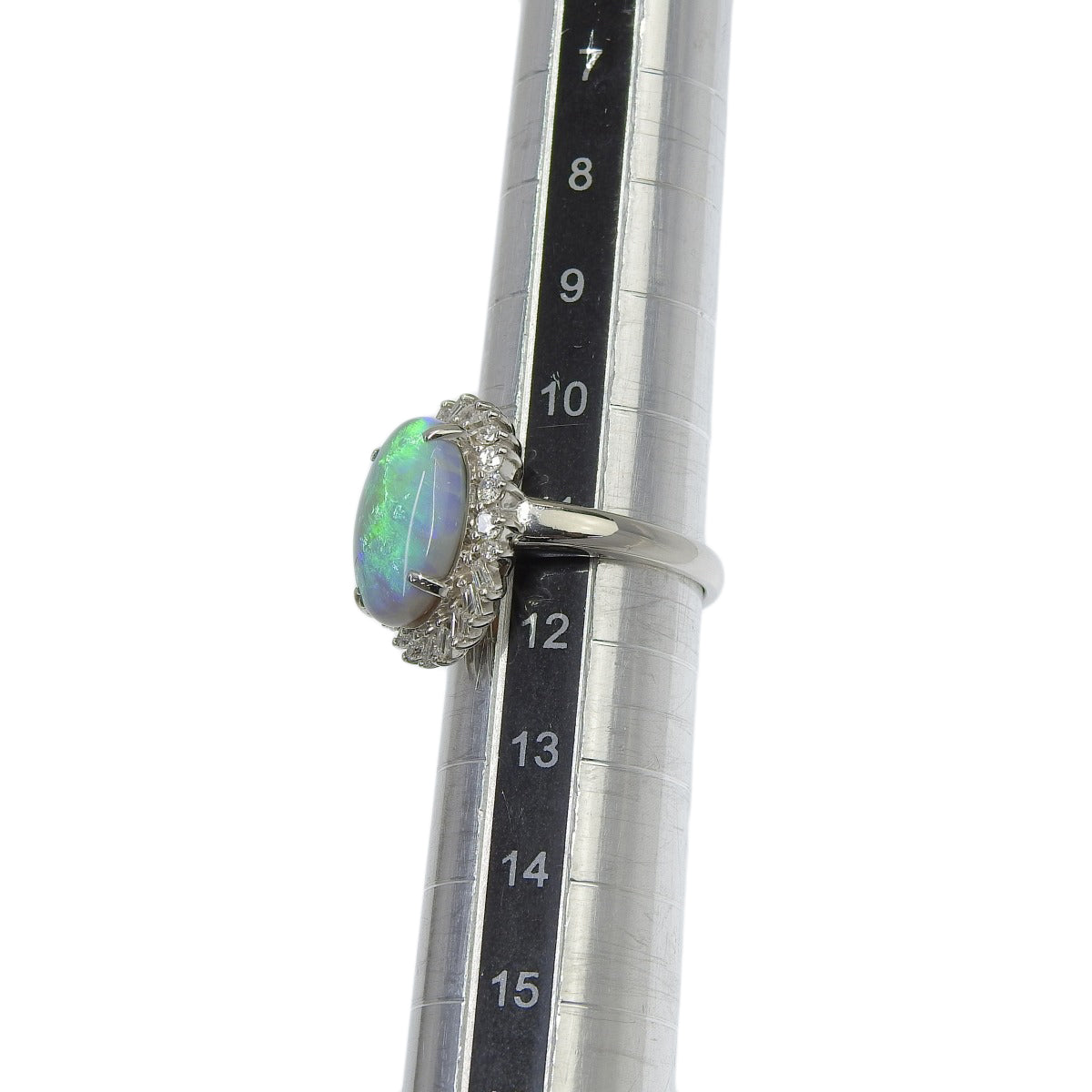 Black Opal and Diamond Ring BOP4.31/D0.62 Platinum Pt900 9.3g