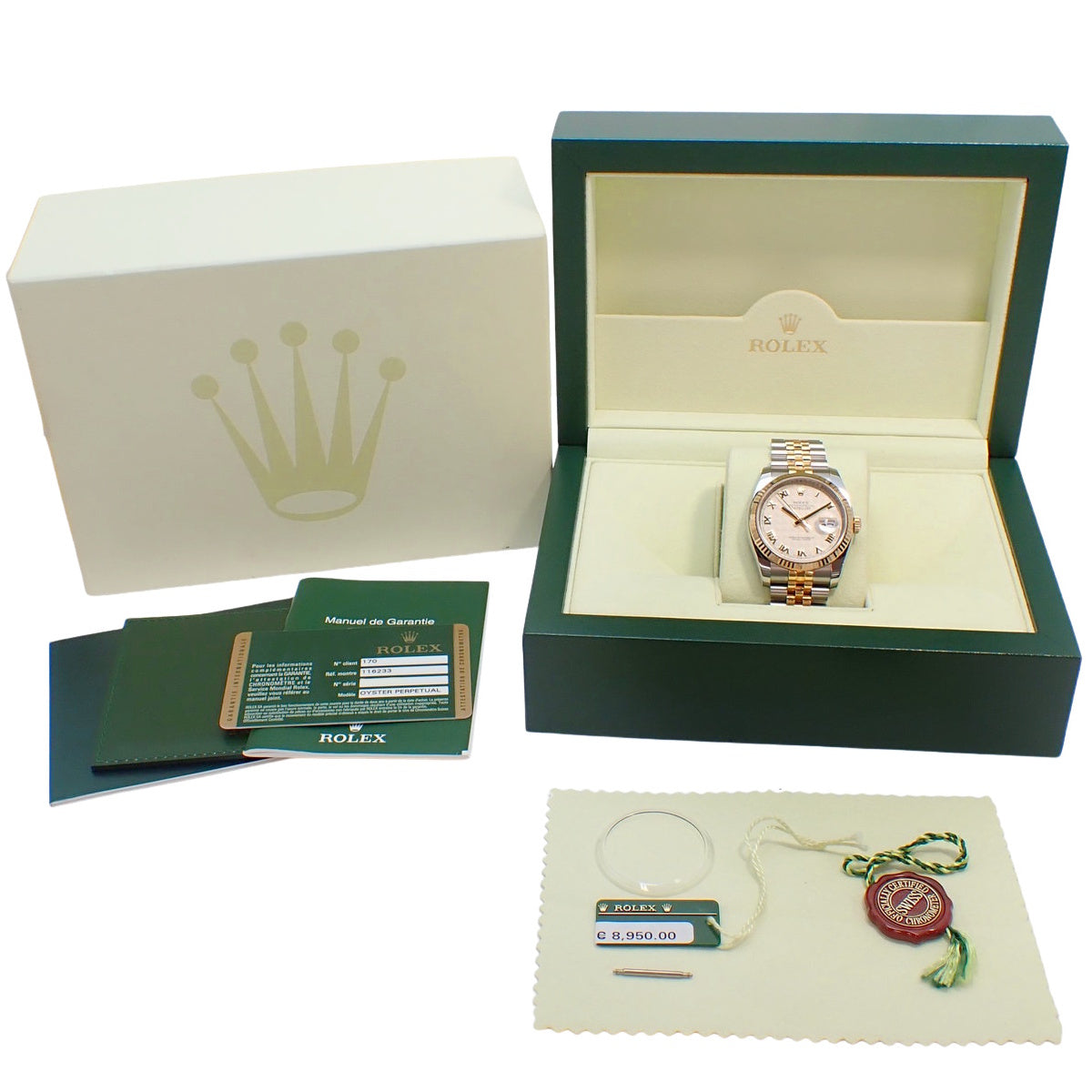 Datejust 116233 YG/SS 随机数字金字塔表盘象牙色自动男士腕表