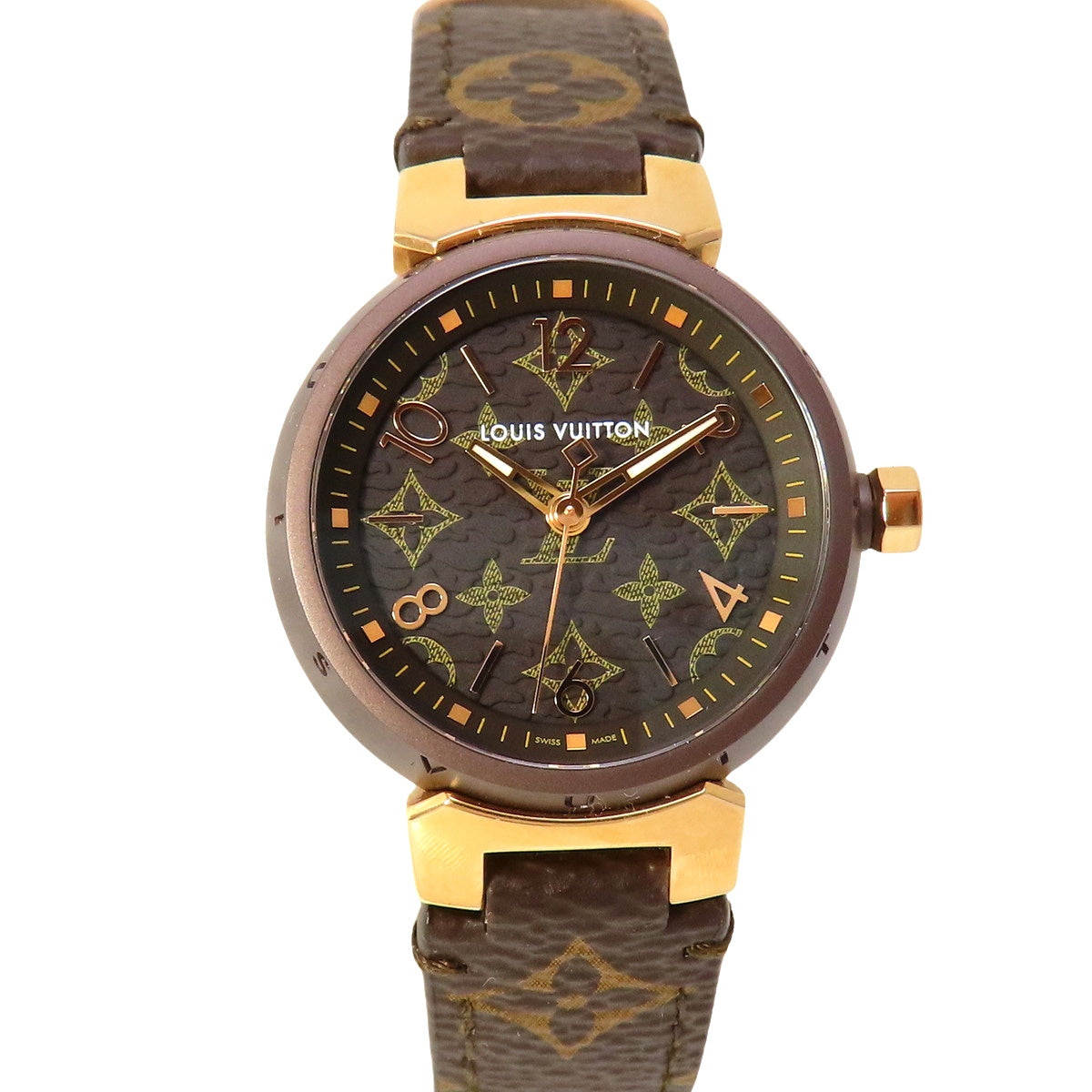 Tambour Slim QA137 PG/SS/Leather Brown Quartz Women's