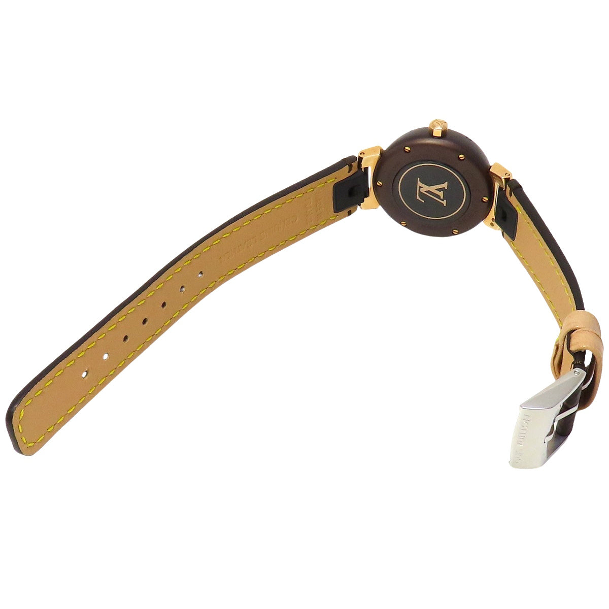 Tambour Slim QA137 PG/SS/皮革棕色石英女士