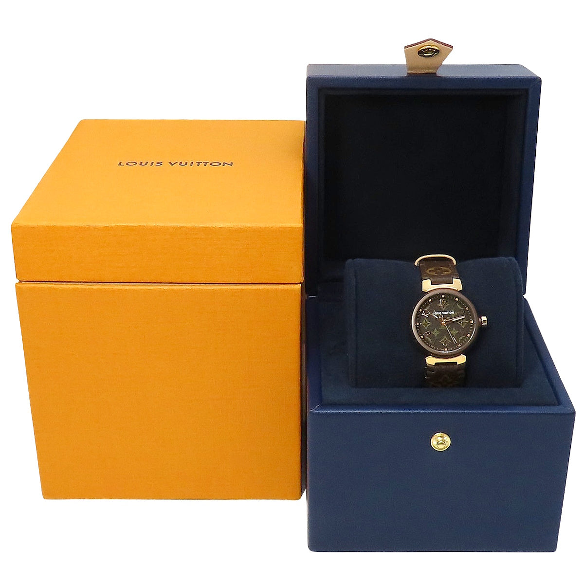 Tambour Slim QA137 PG/SS/皮革棕色石英女士