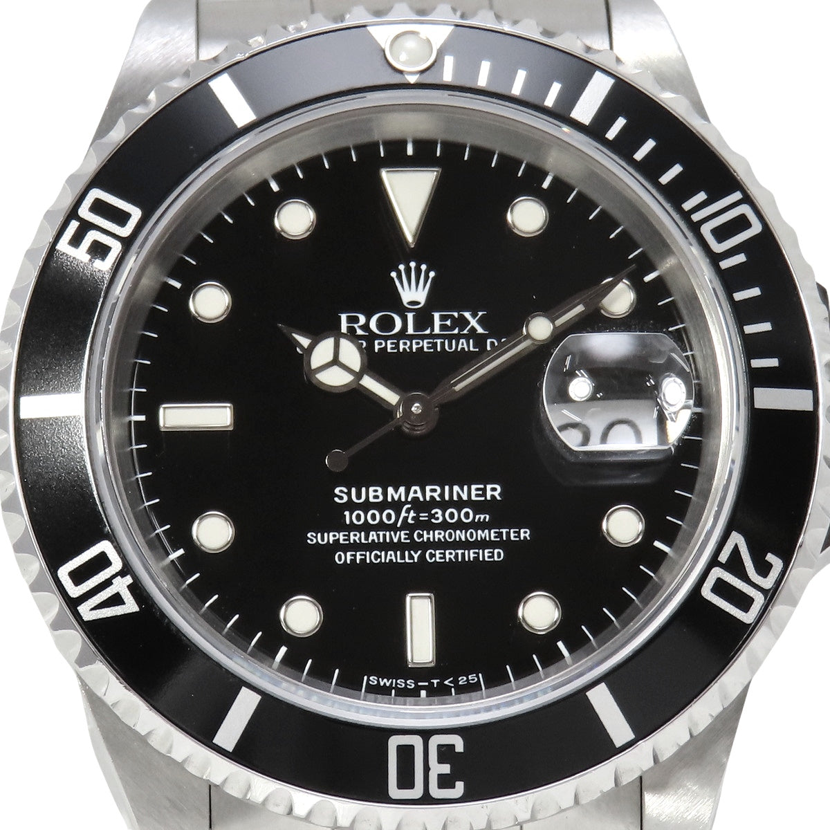 Submariner Date Tritium 16610 SS S-number Black Automatic Men's