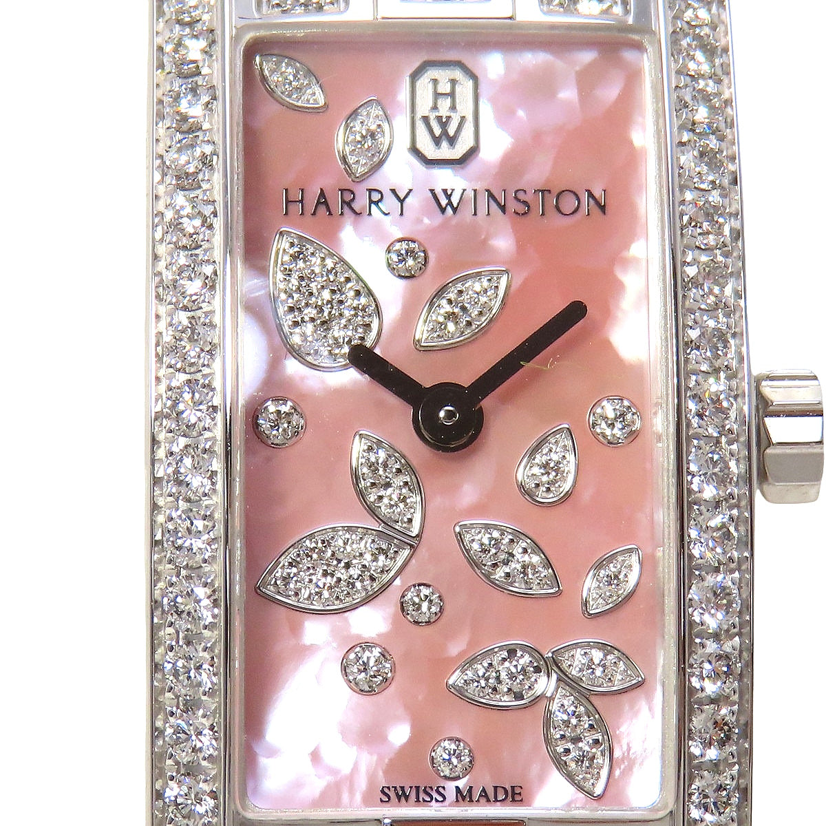 Avenue C Mini Diamond Bezel AVCQHM16 White Gold/Leather with Pink Shell Dial and Pink Quartz Movement for Women