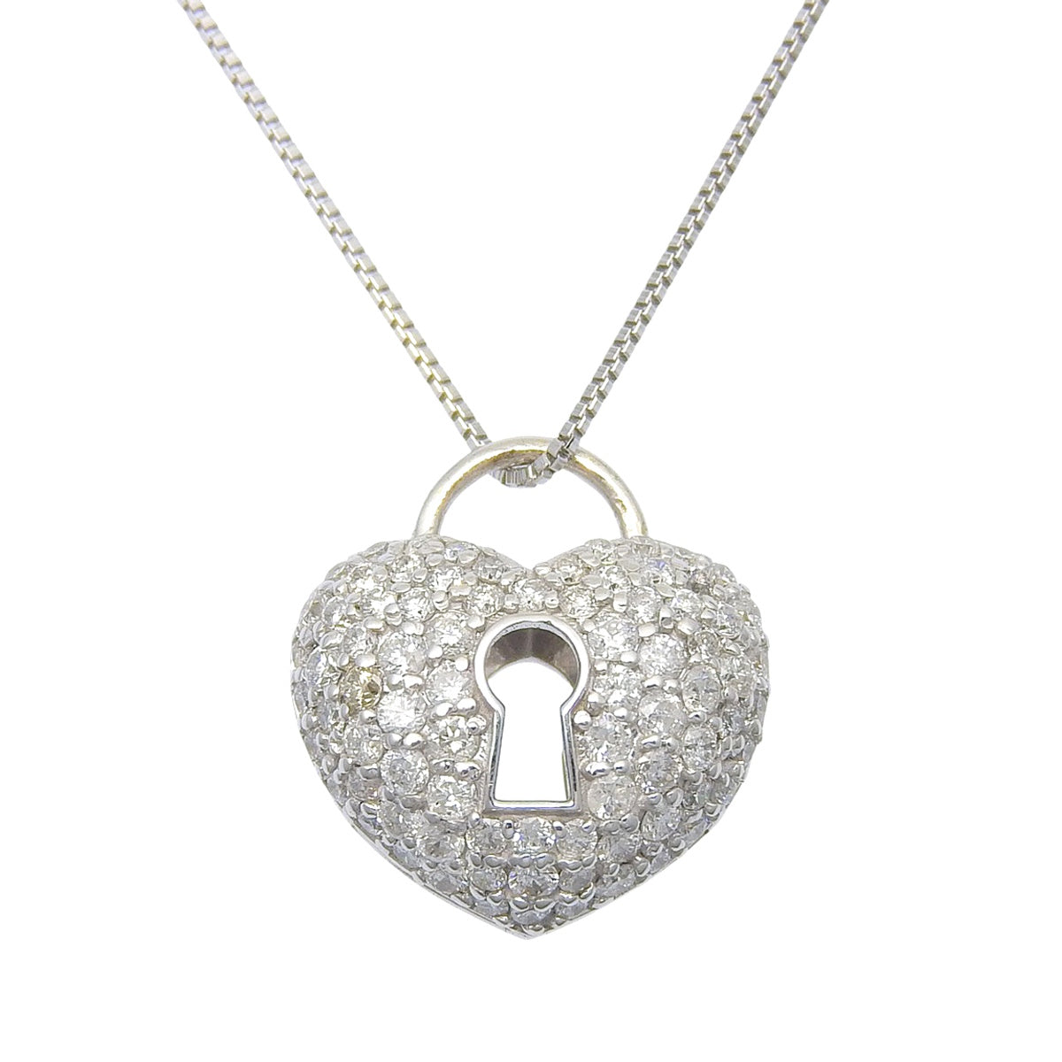 Heart Lock Diamond Necklace D0.50 White Gold K18WG