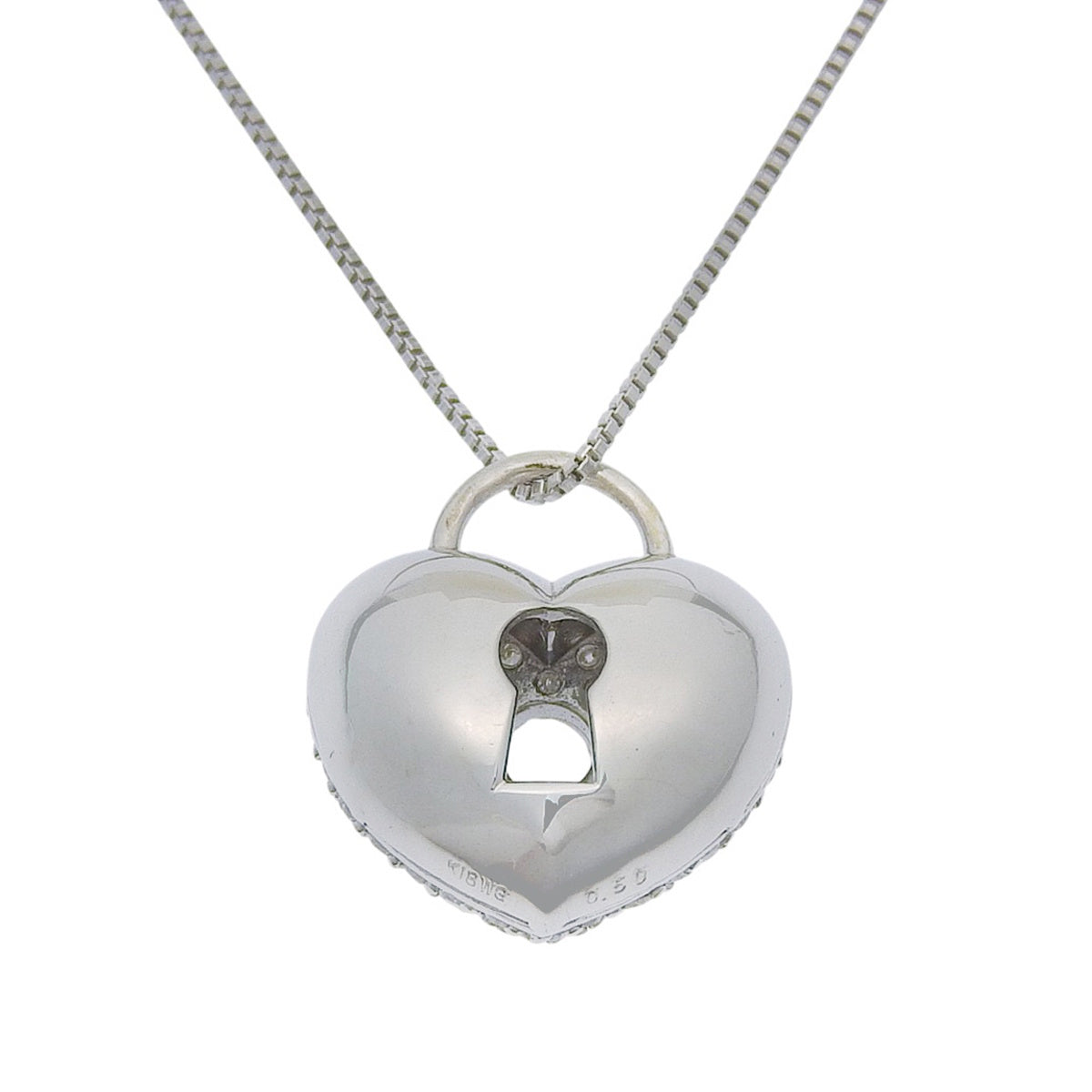 心形锁形钻石项链 D0.50 白金 K18WG