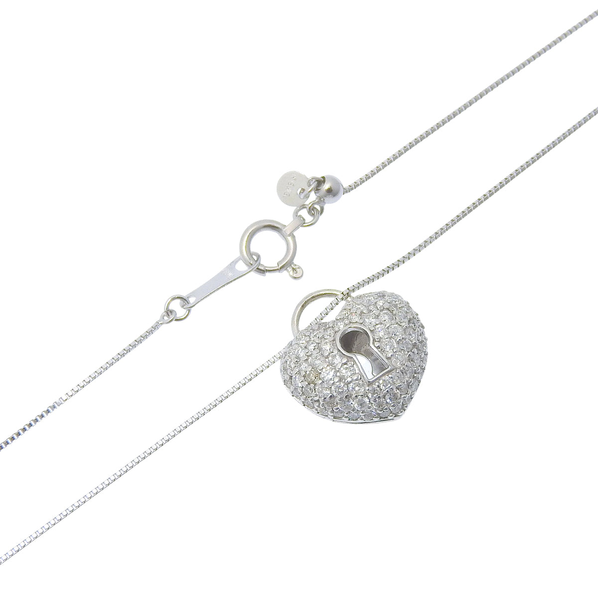 Heart Lock Diamond Necklace D0.50 White Gold K18WG