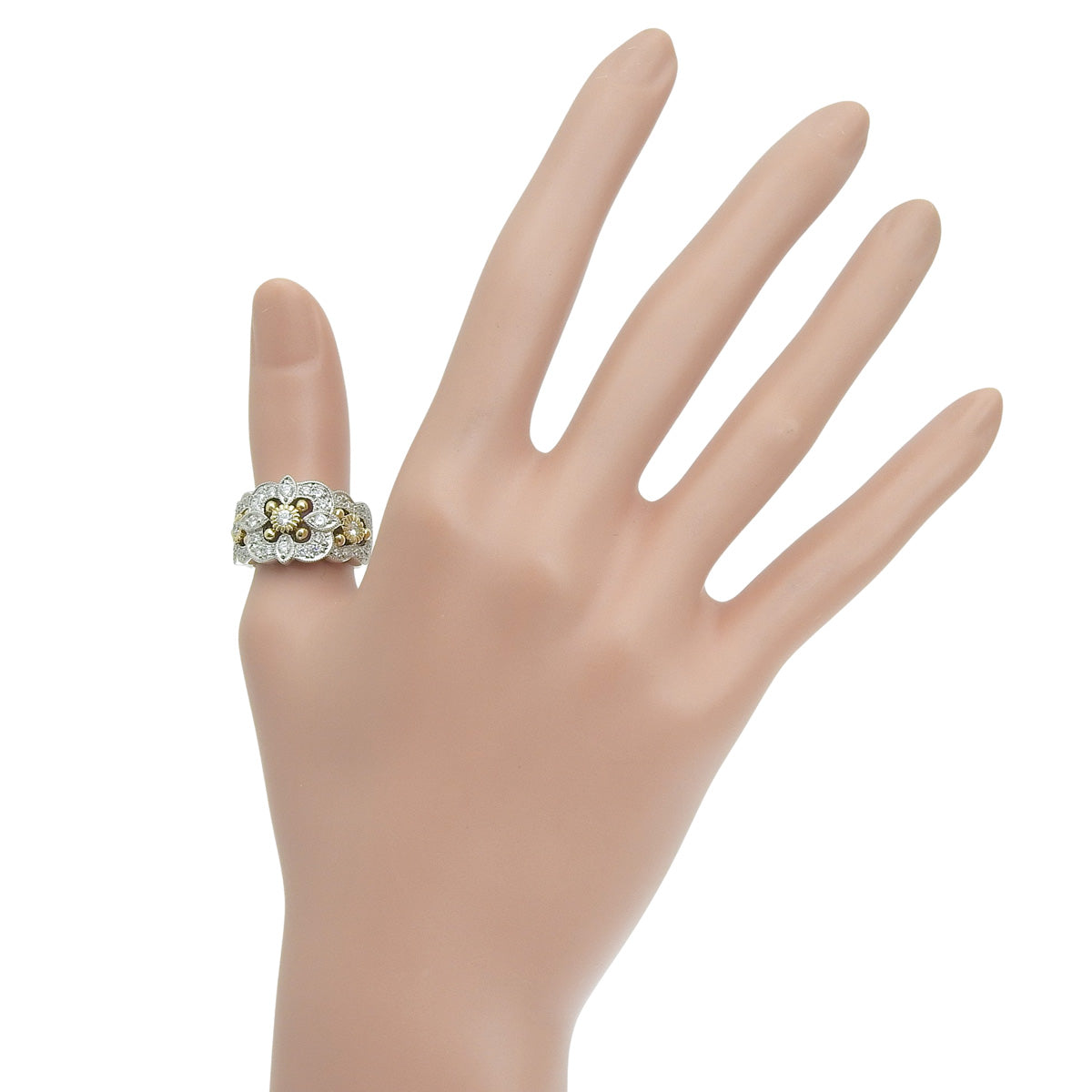 Diamond Ring D0.91 Platinum Pt900 Yellow Gold K18YG