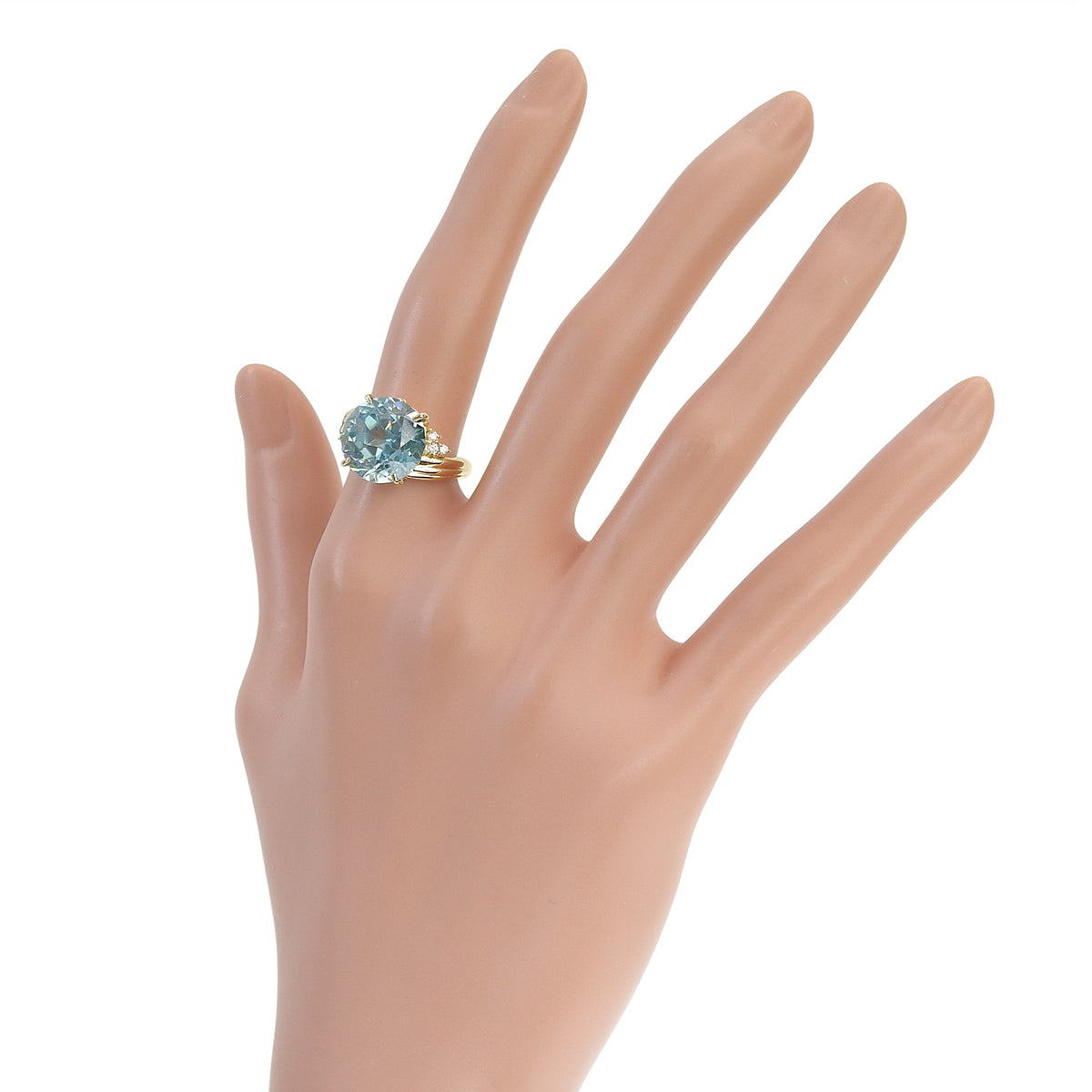 Zircon Ring Z10.41/D0.10 Yellow Gold K18YG 7.2g