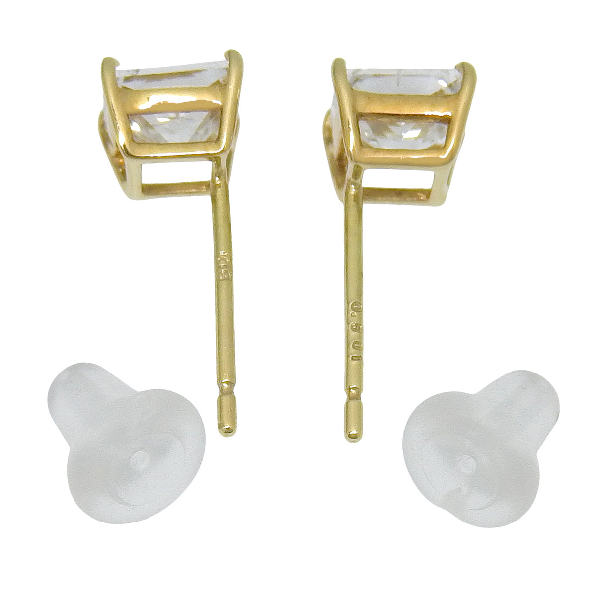 Single diamond earrings D0.501,0.560 Yellow gold K18YG