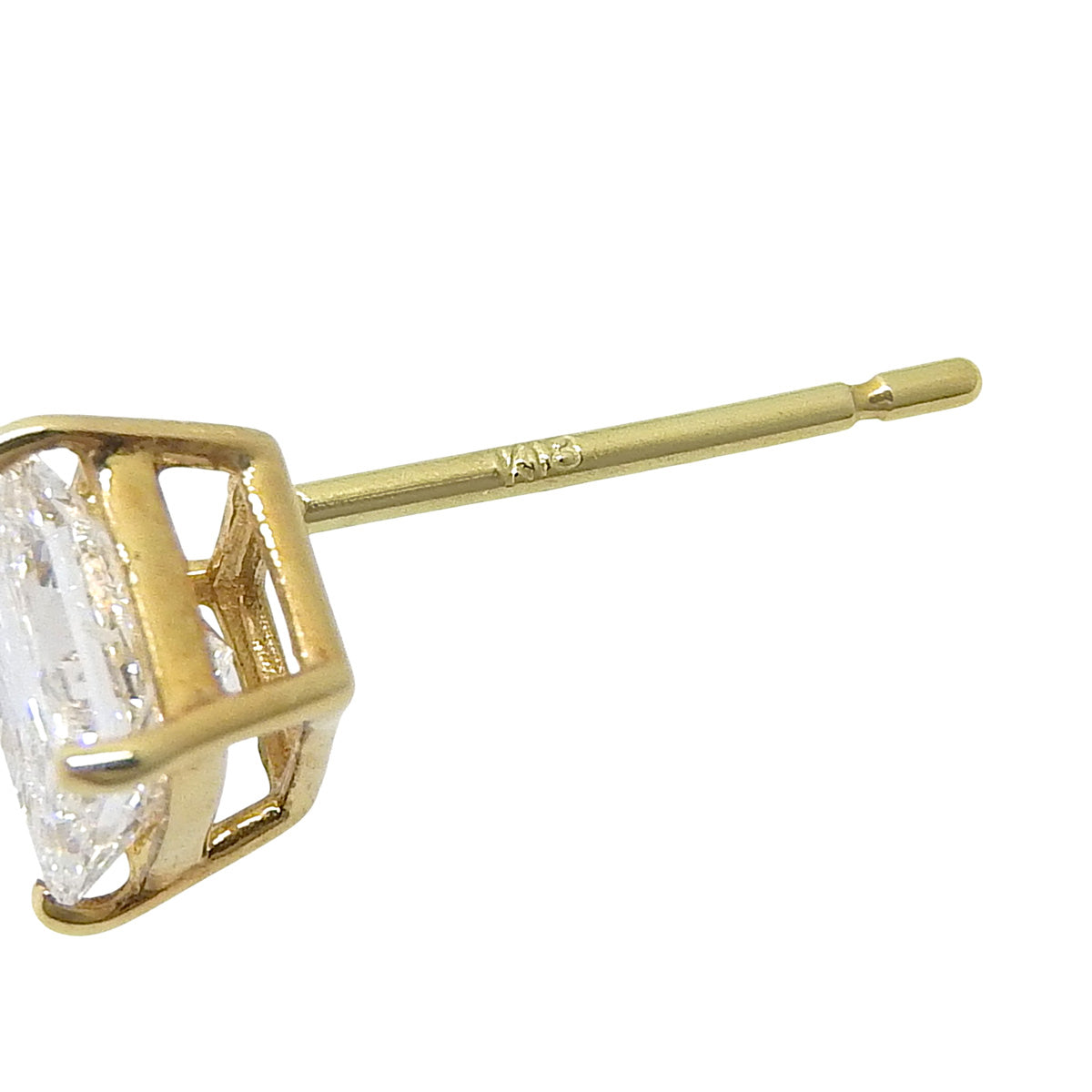 Single diamond earrings D0.501,0.560 Yellow gold K18YG