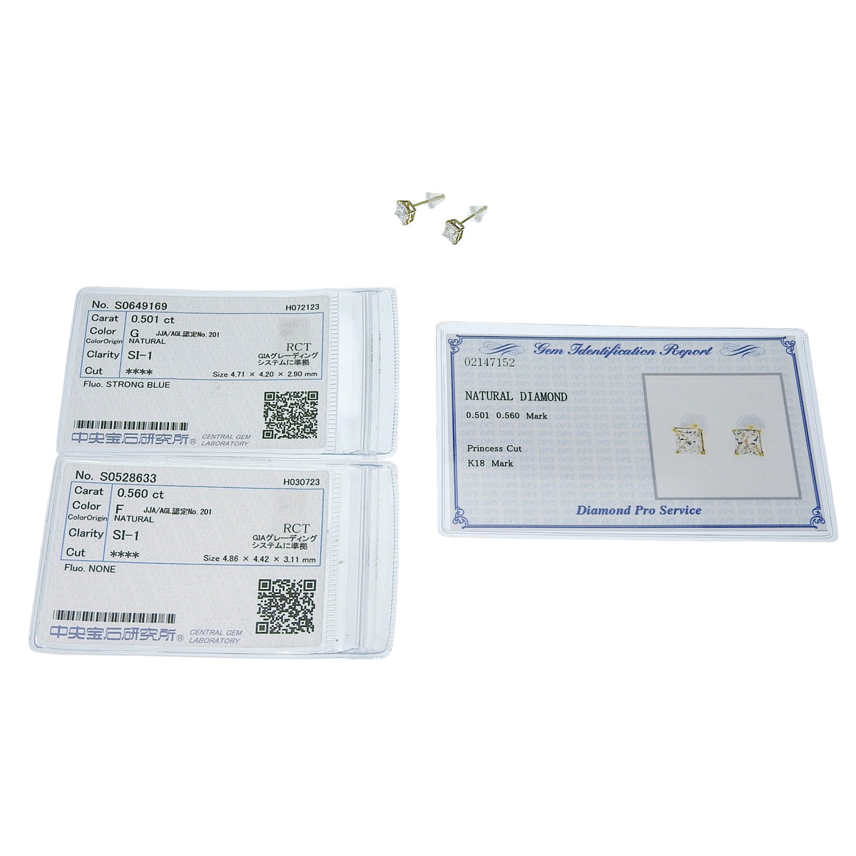 Single diamond earrings D0.501,0.560 Yellow gold K18YG