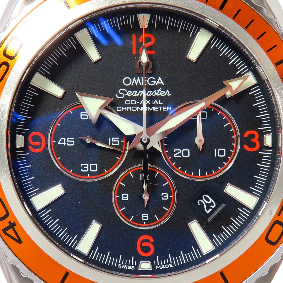Seamaster Planet Ocean 600 2218.50 Stainless Steel Orange Bezel Black Automatic Men's Watch