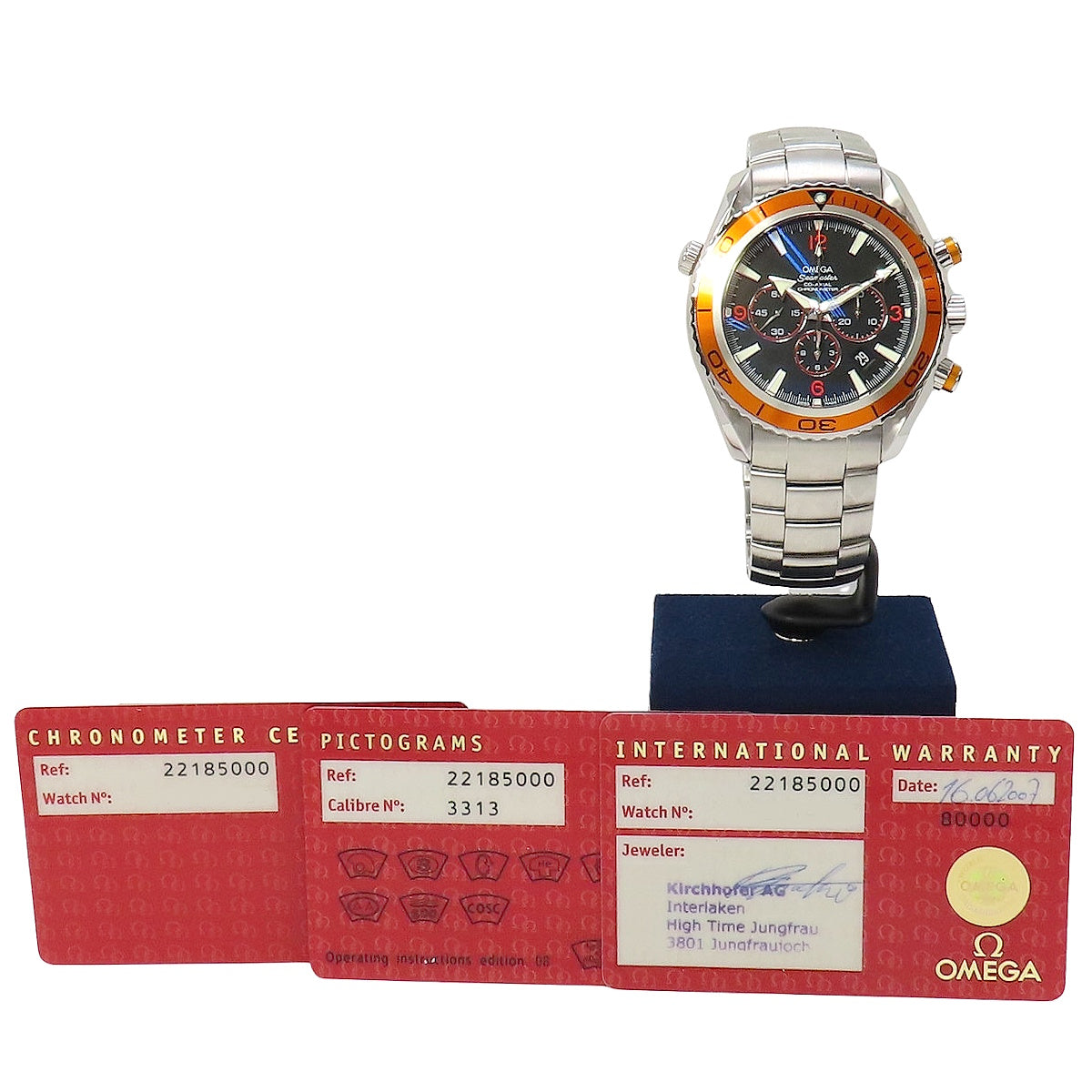 Seamaster Planet Ocean 600 2218.50 Stainless Steel Orange Bezel Black Automatic Men's Watch