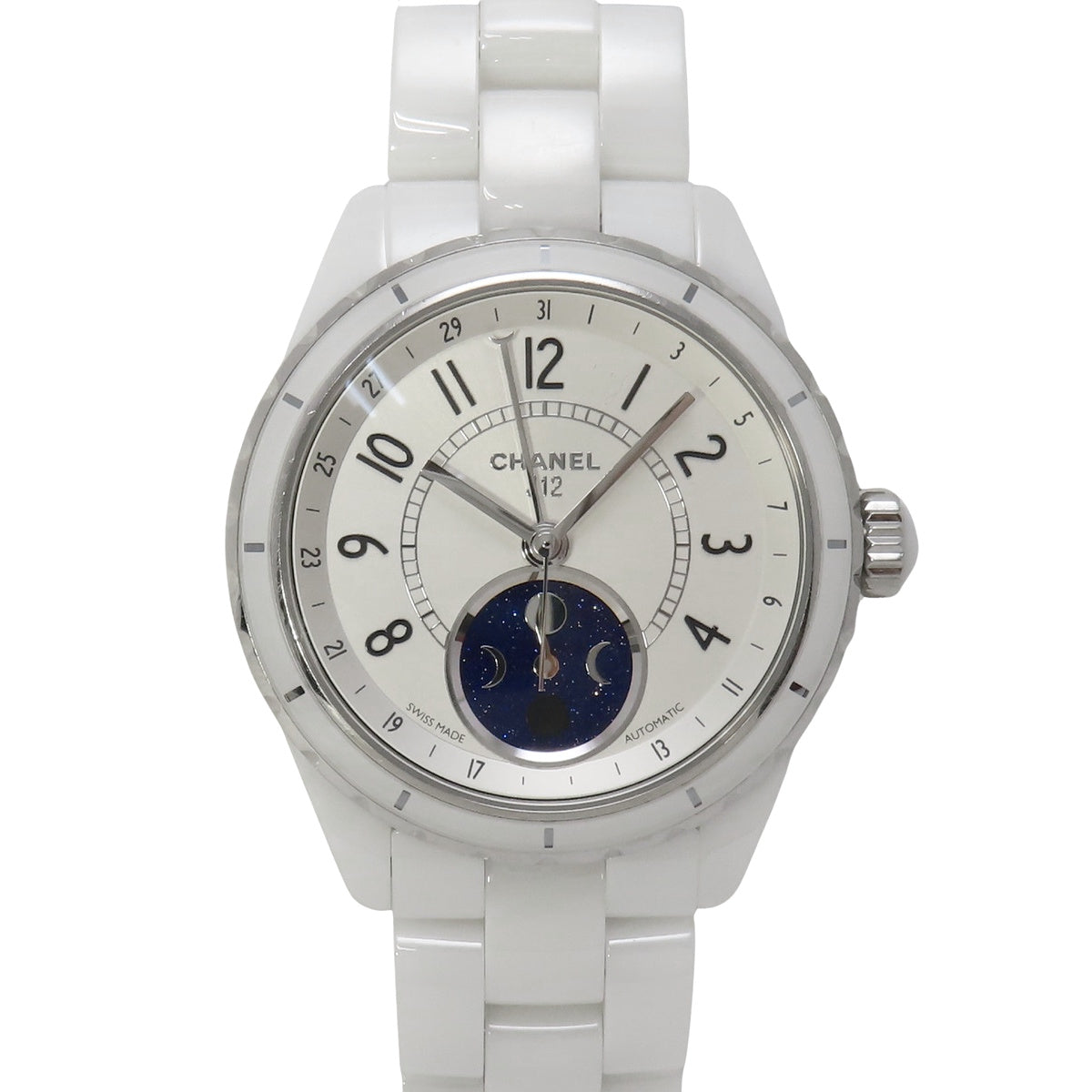 J12 Fas de Lune H3404 陶瓷银色自动