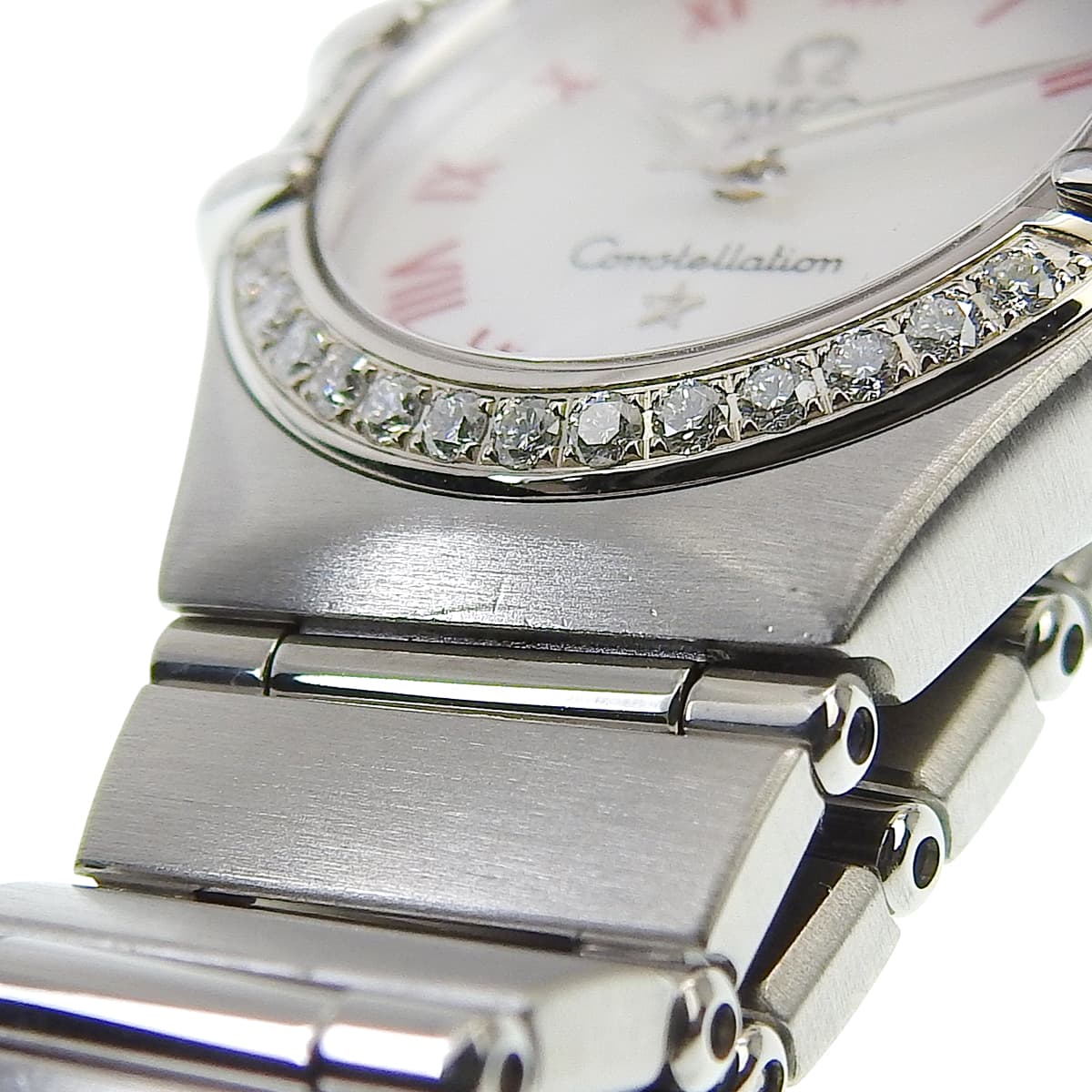 Constellation 1466.63 SS White Shell Dial Diamond Bezel Quartz Women's
