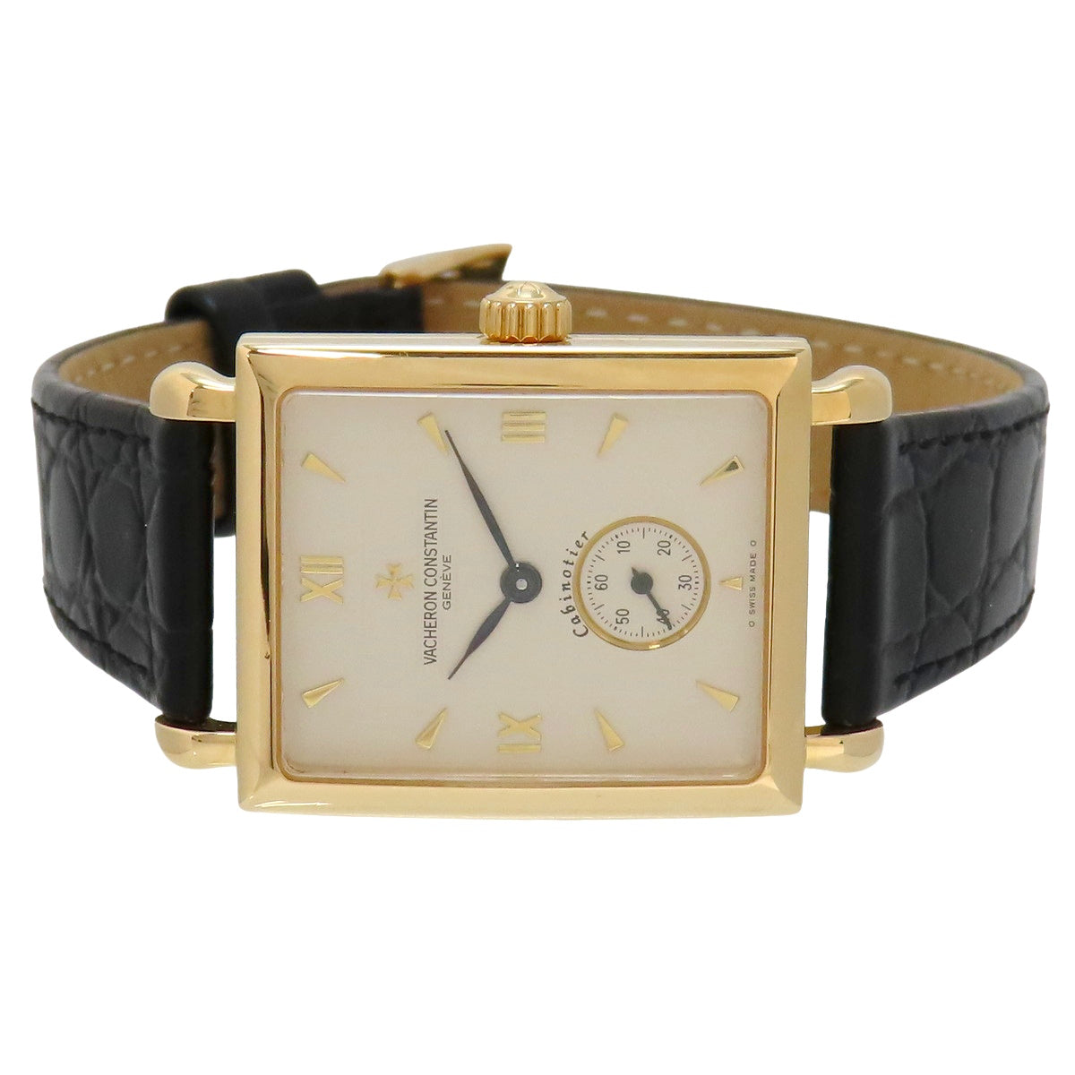 Historiques Cabinotier 91001/000J-7 YG/皮革 白色 手动上链 男士腕表