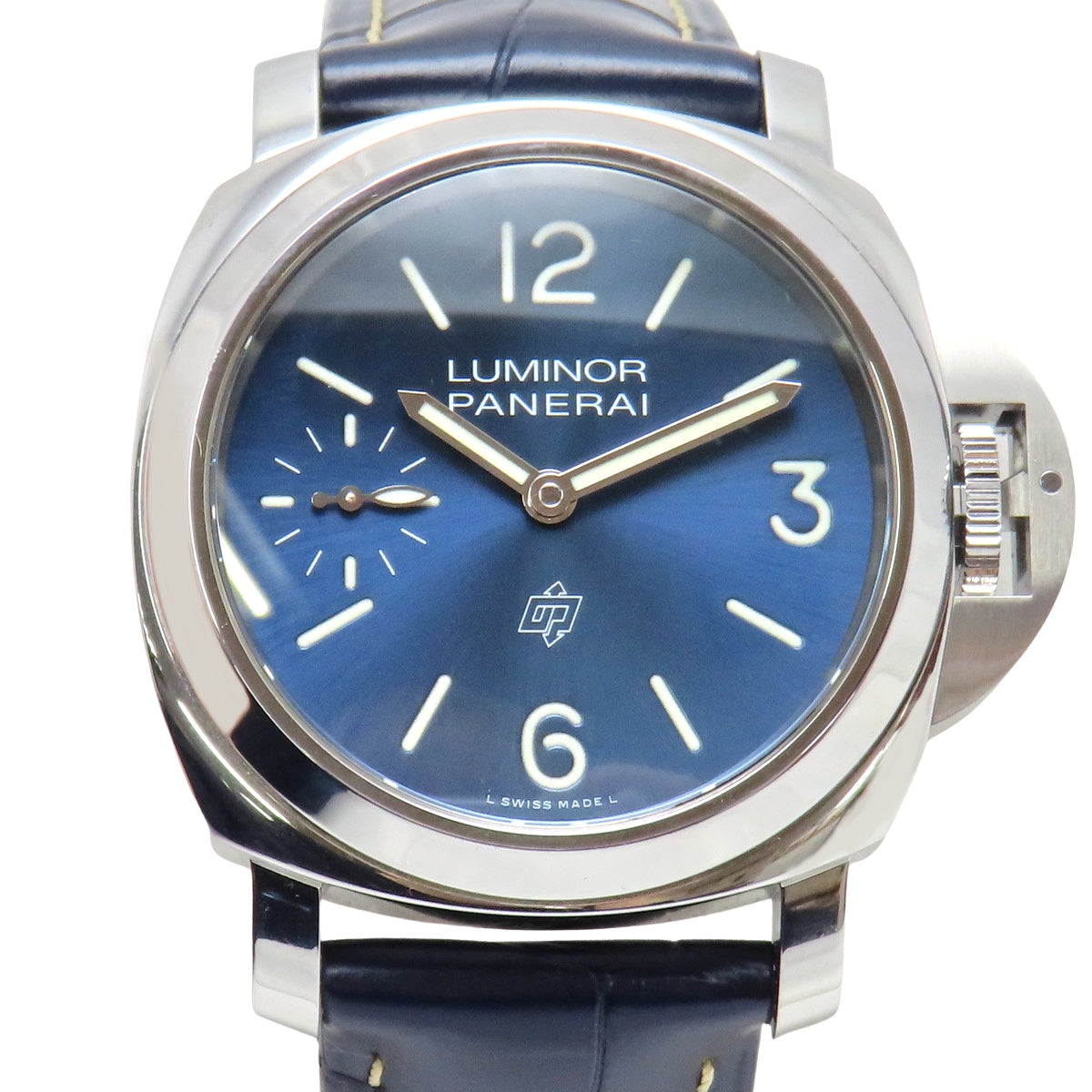 ルミノール ブルーマーレ PAM01085 SS/革 ブルー 手巻き メンズ