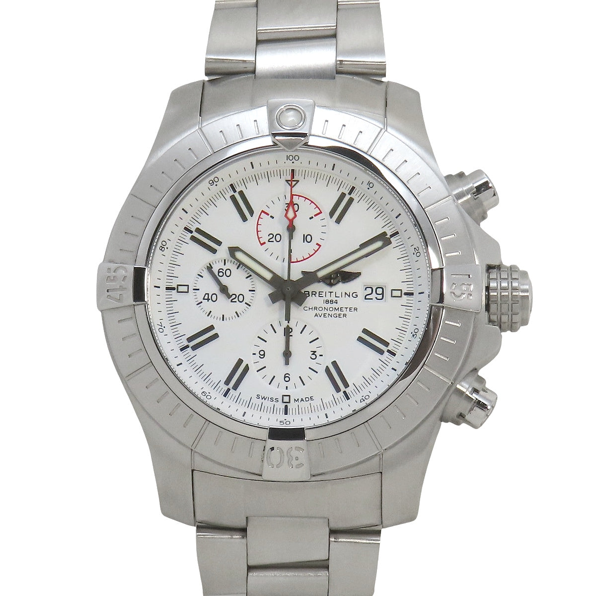 スーパーアベンジャー クロノグラフ48 A13375 SS ホワイト 自動巻き メンズ