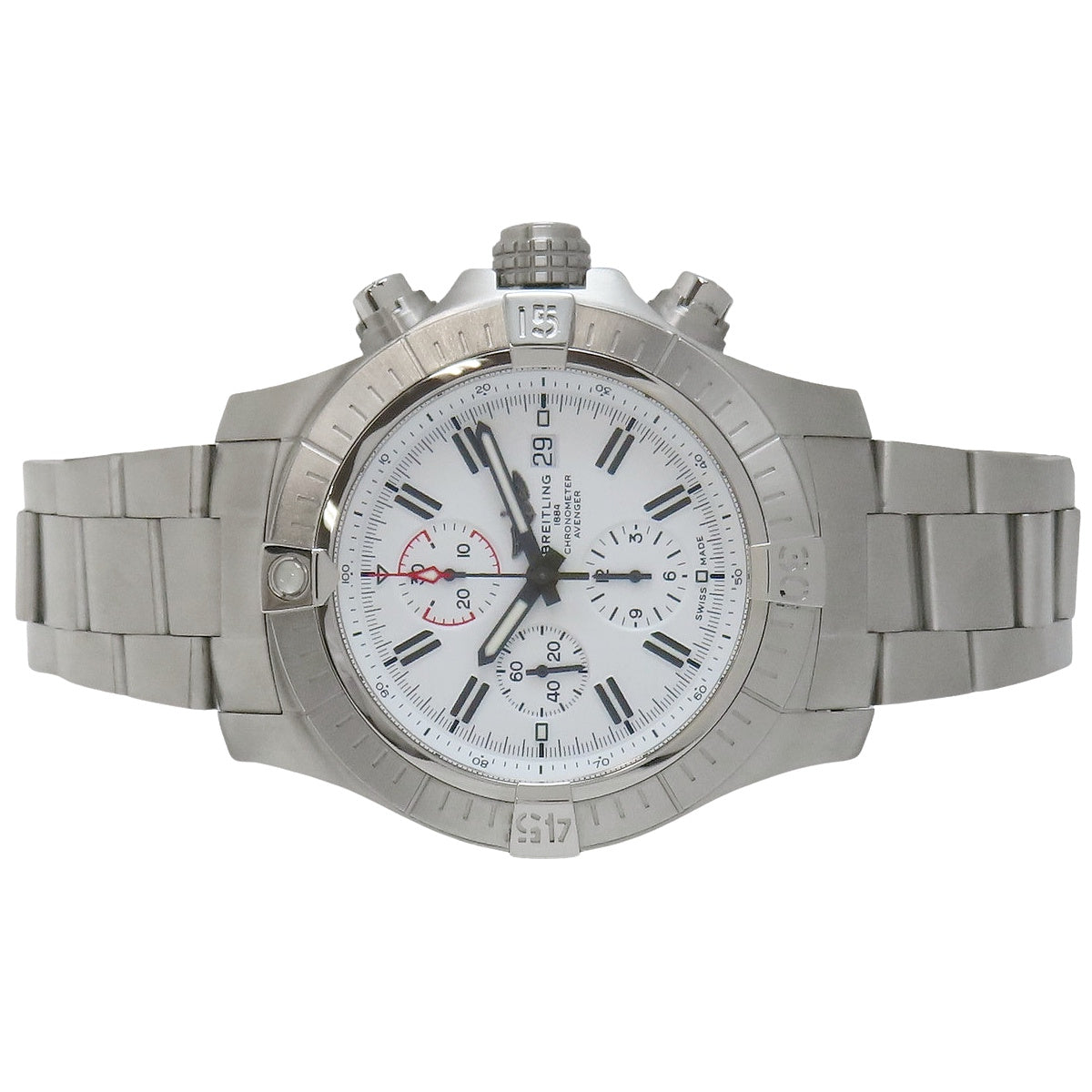 スーパーアベンジャー クロノグラフ48 A13375 SS ホワイト 自動巻き メンズ