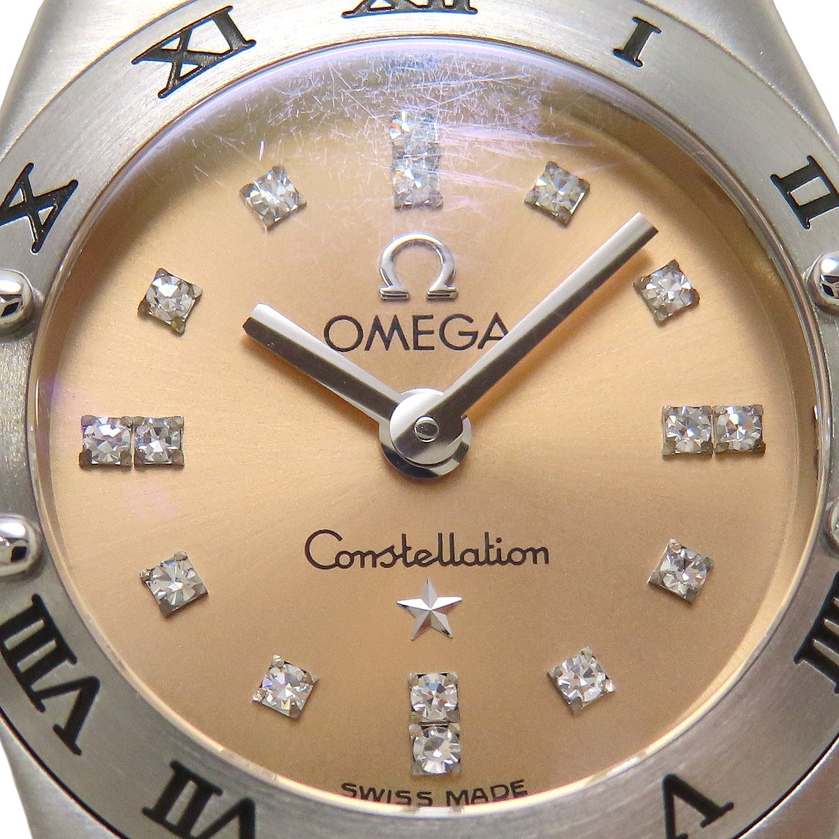 Constellation Mini 1564.66 不锈钢镶钻刻度盘粉色石英女表