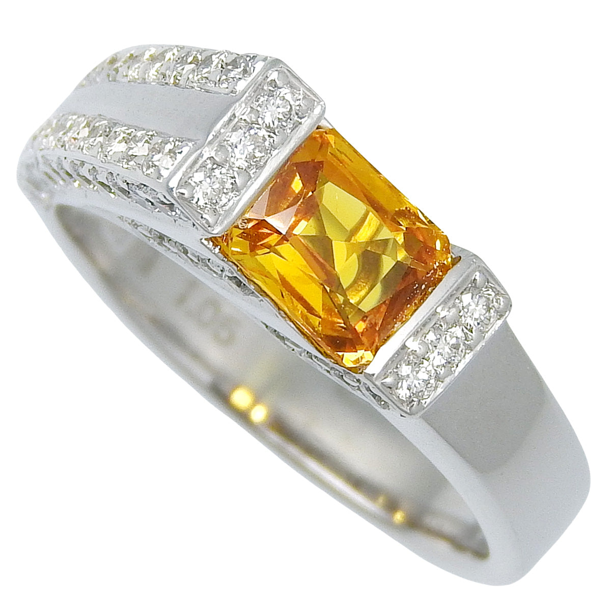 Yellow sapphire diamond ring YS1.05/D0.63 White gold K18WG 6.6g