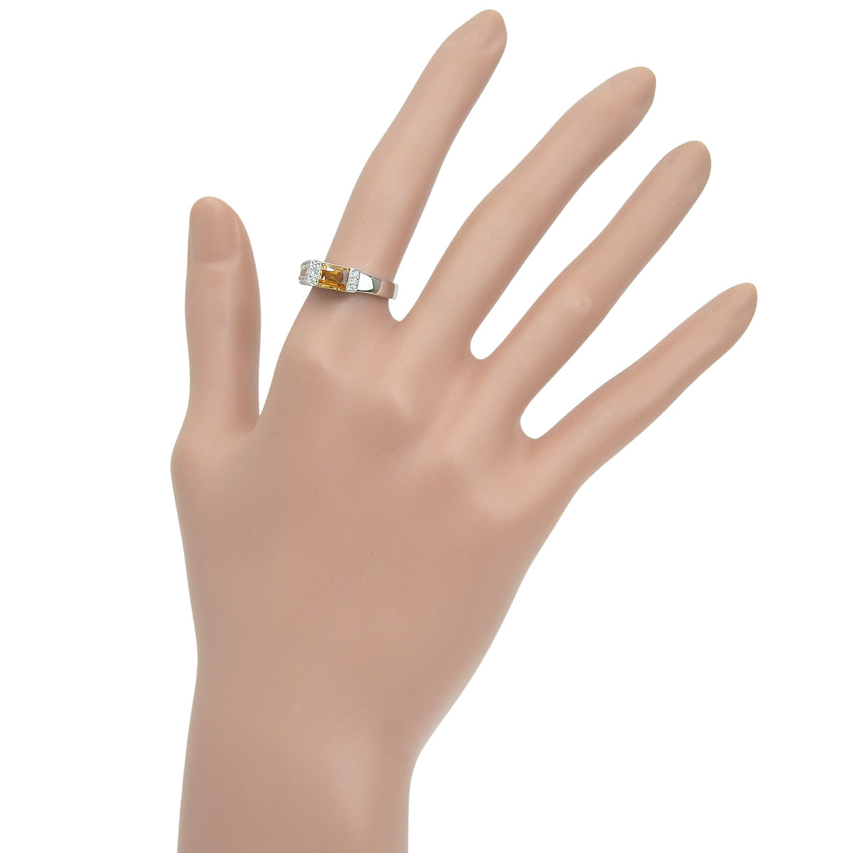 Yellow sapphire diamond ring YS1.05/D0.63 White gold K18WG 6.6g