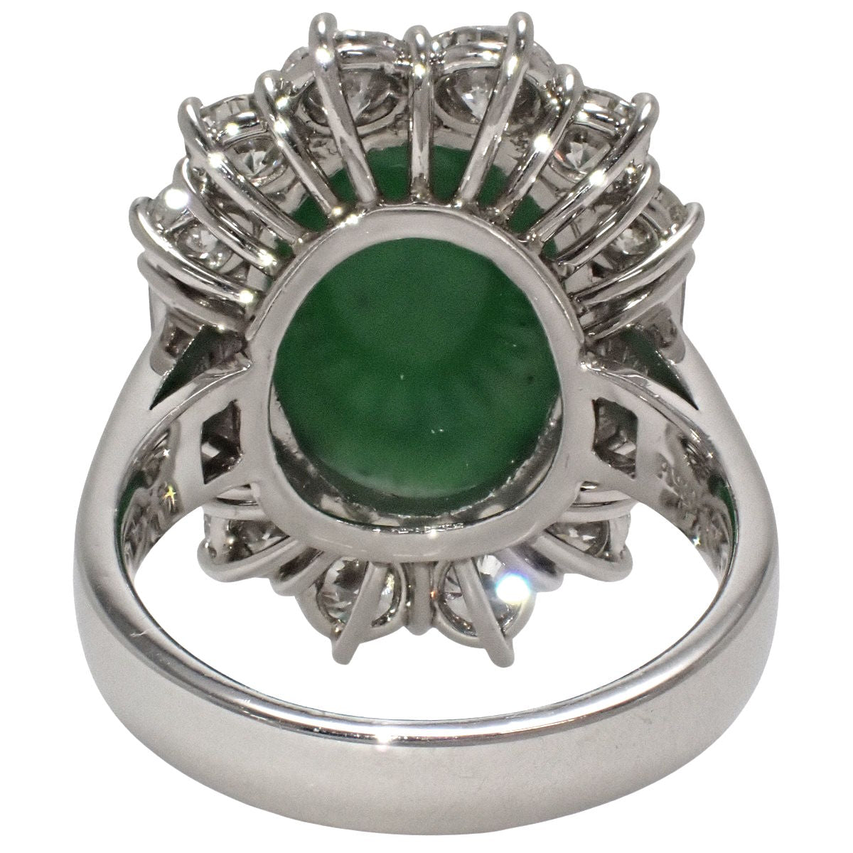 Jadeite and Diamond Ring, H13.350/D3.66, Platinum Pt900