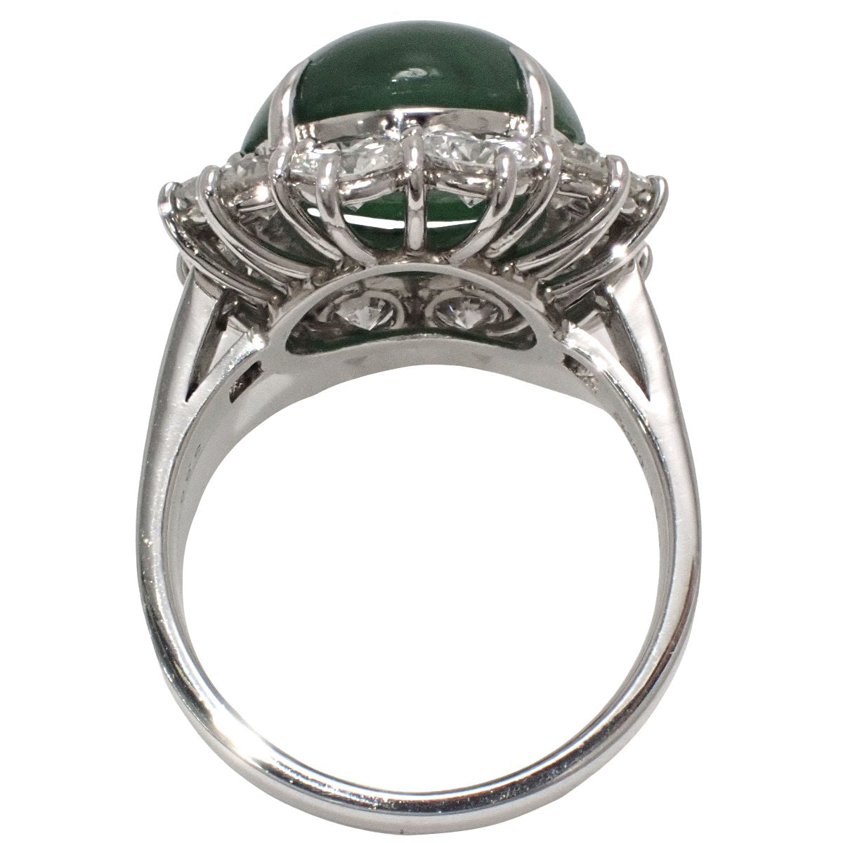 Jadeite and Diamond Ring, H13.350/D3.66, Platinum Pt900