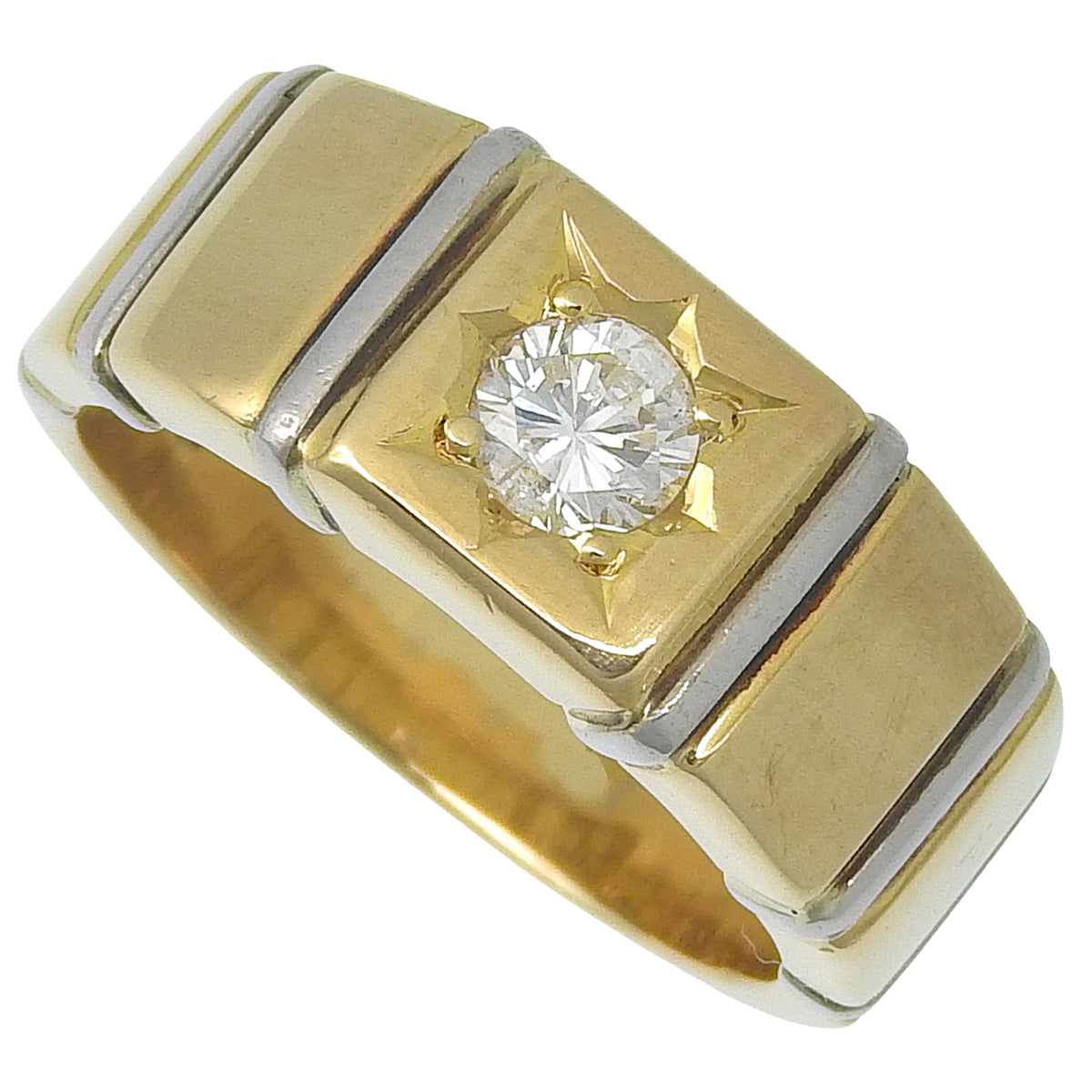 ダイヤモンドリング D0.35 プラチナ Pt900 イエローゴールド K18YG