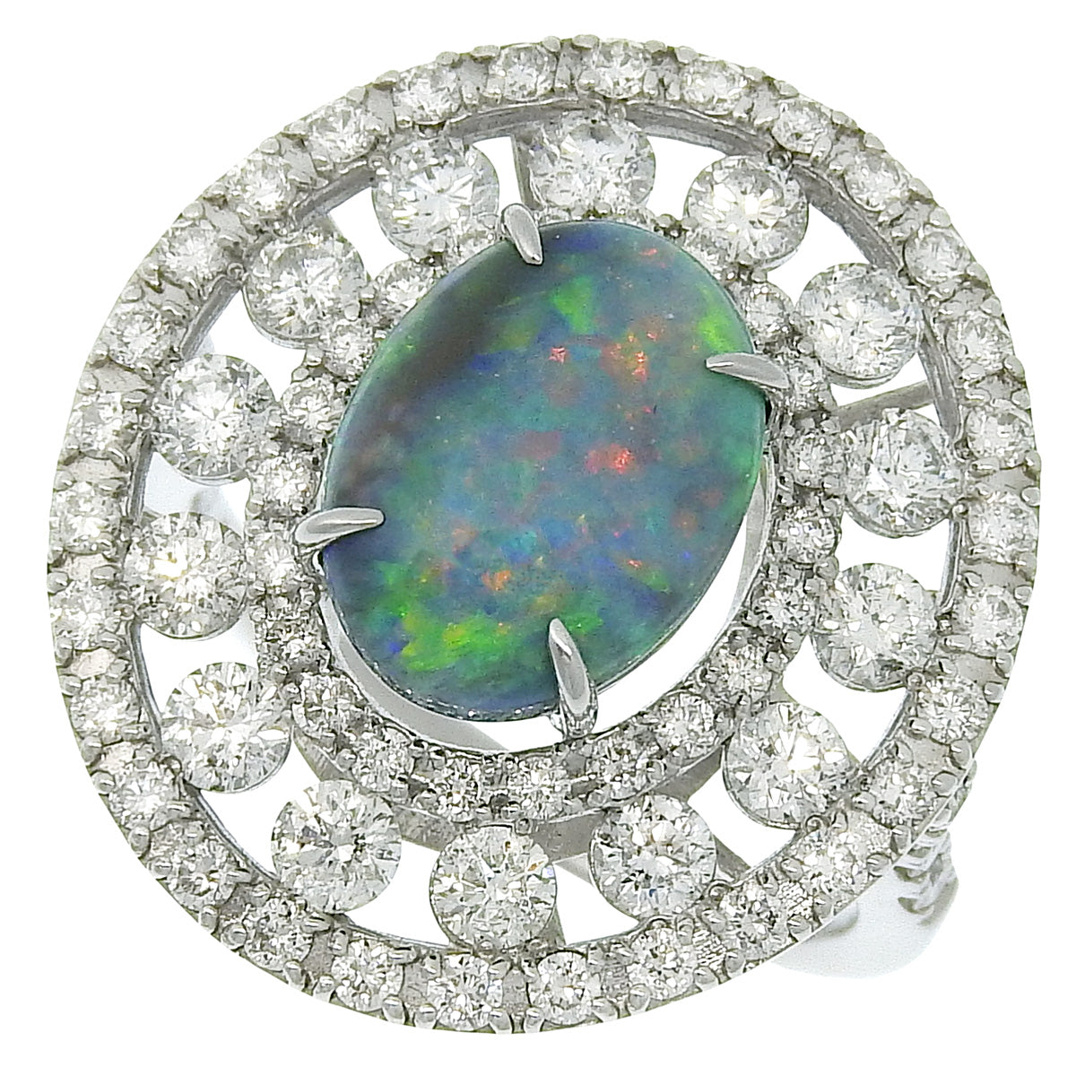 黑欧泊钻石戒指 BLOP2.72/D1.75 铂金 Pt950 7.8克