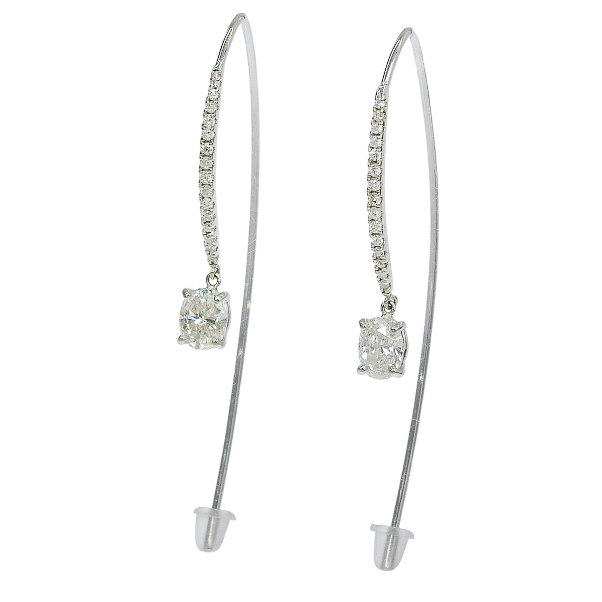 ダイヤモンド フックピアス D0.402,0.07,0.502,0.07 ホワイトゴールド K18WG 2.0g