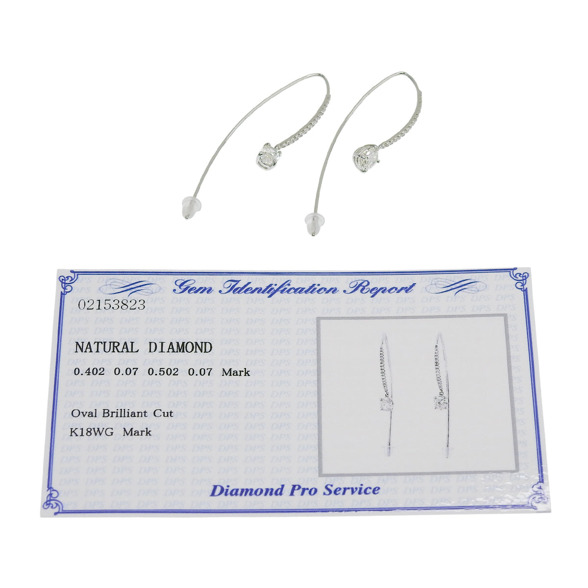 Diamond hook earrings D0.402,0.07,0.502,0.07 White gold K18WG 2.0g