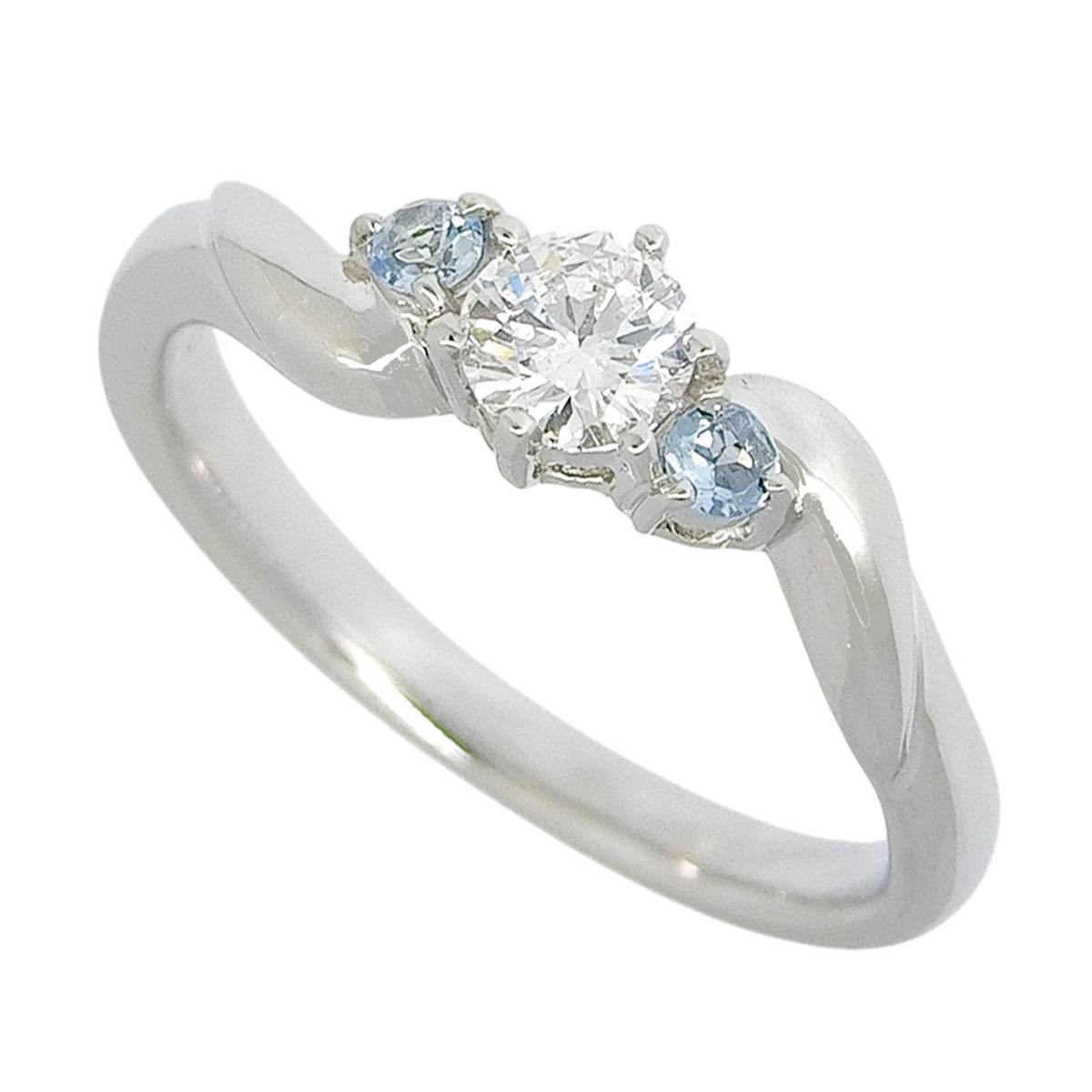 Diamond Aquamarine Ring D0.261/AQ0.05 Platinum Pt1000 4.5g